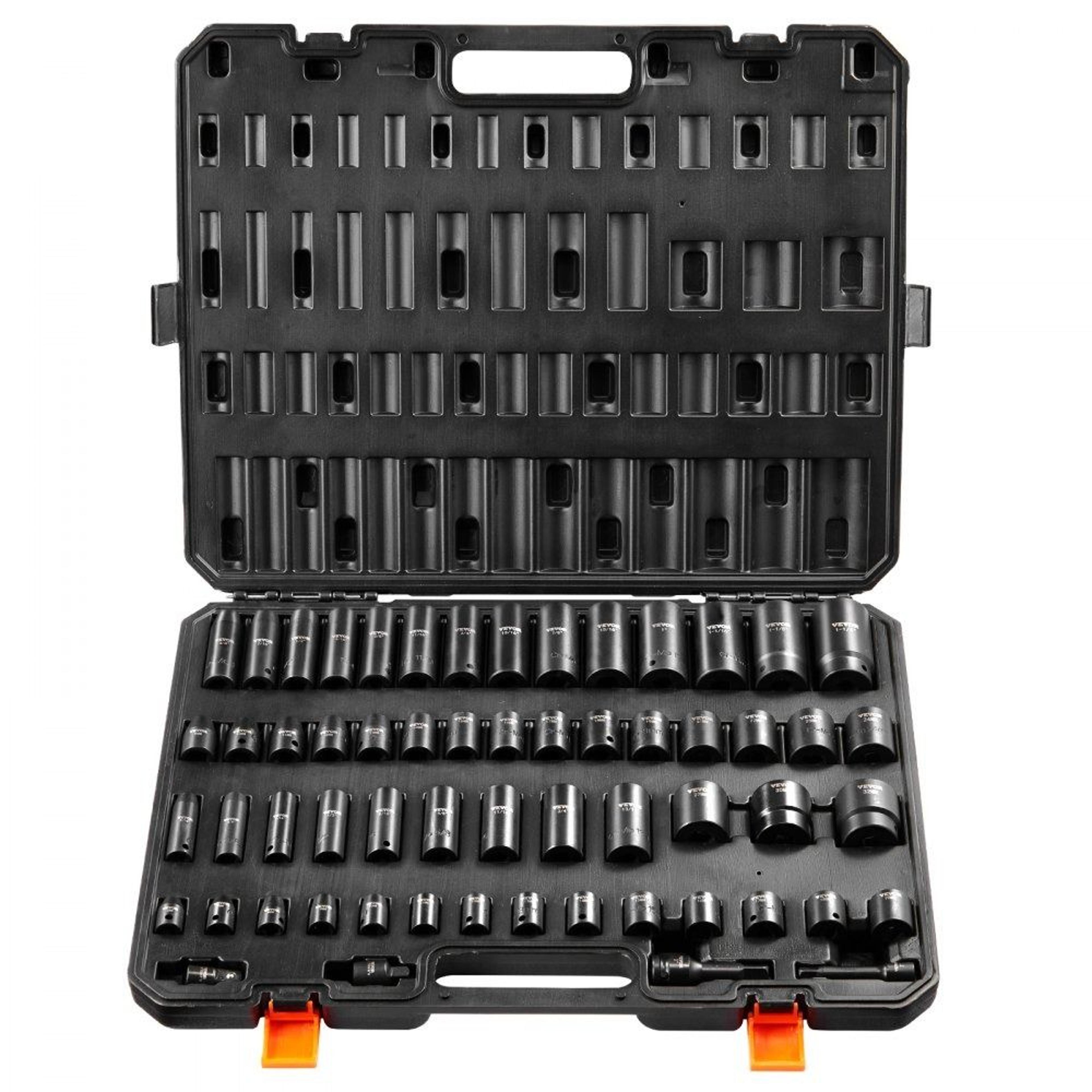 heavy duty impact socket set with sae metric sockets and storage case