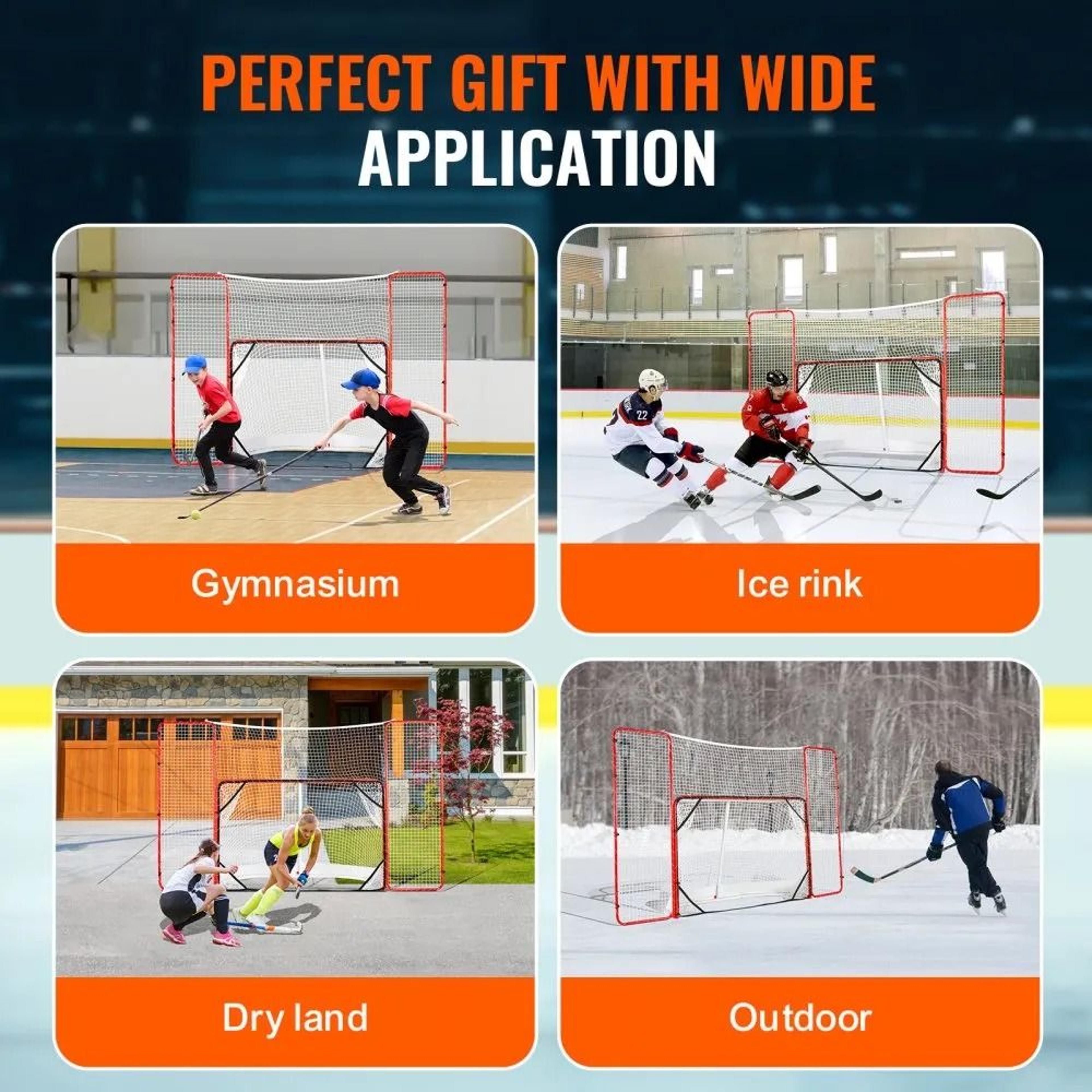 Pro Hockey Goal With Backstop And Targets Portable Steel Training Net 2