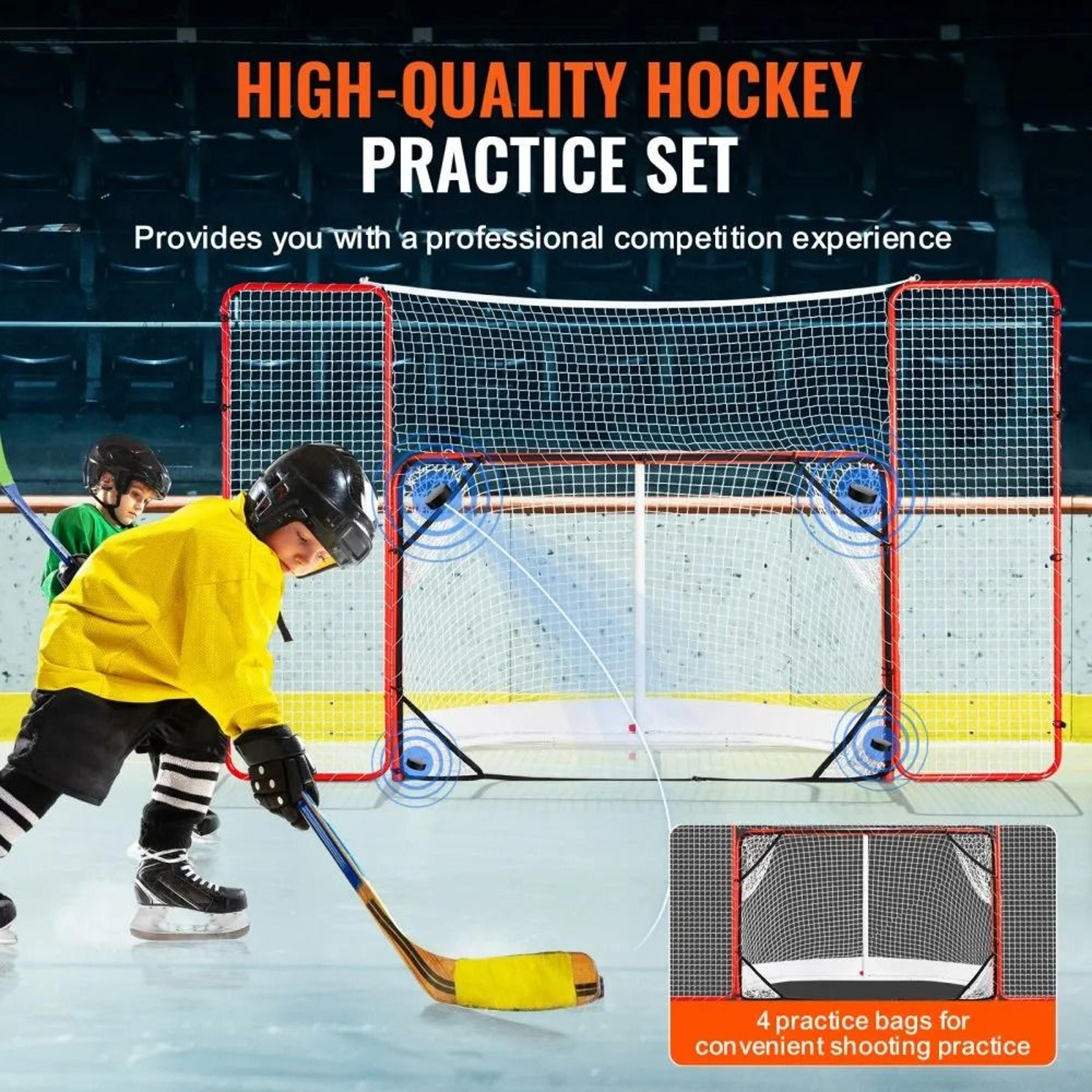 Pro Hockey Goal With Backstop And Targets Portable Steel Training Net 5