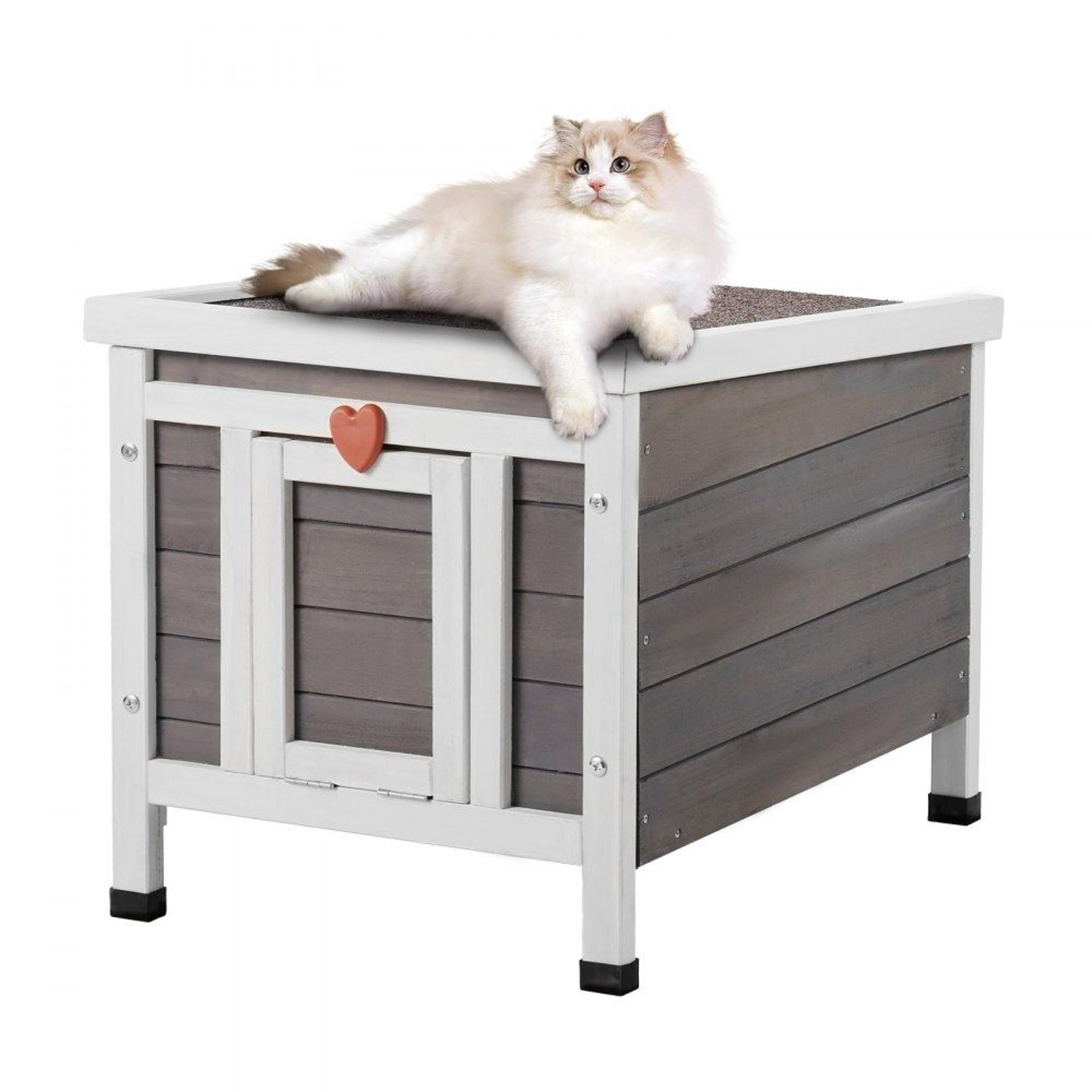 weatherproof wooden outdoor cat house feral cat shelter with pvc door flaps