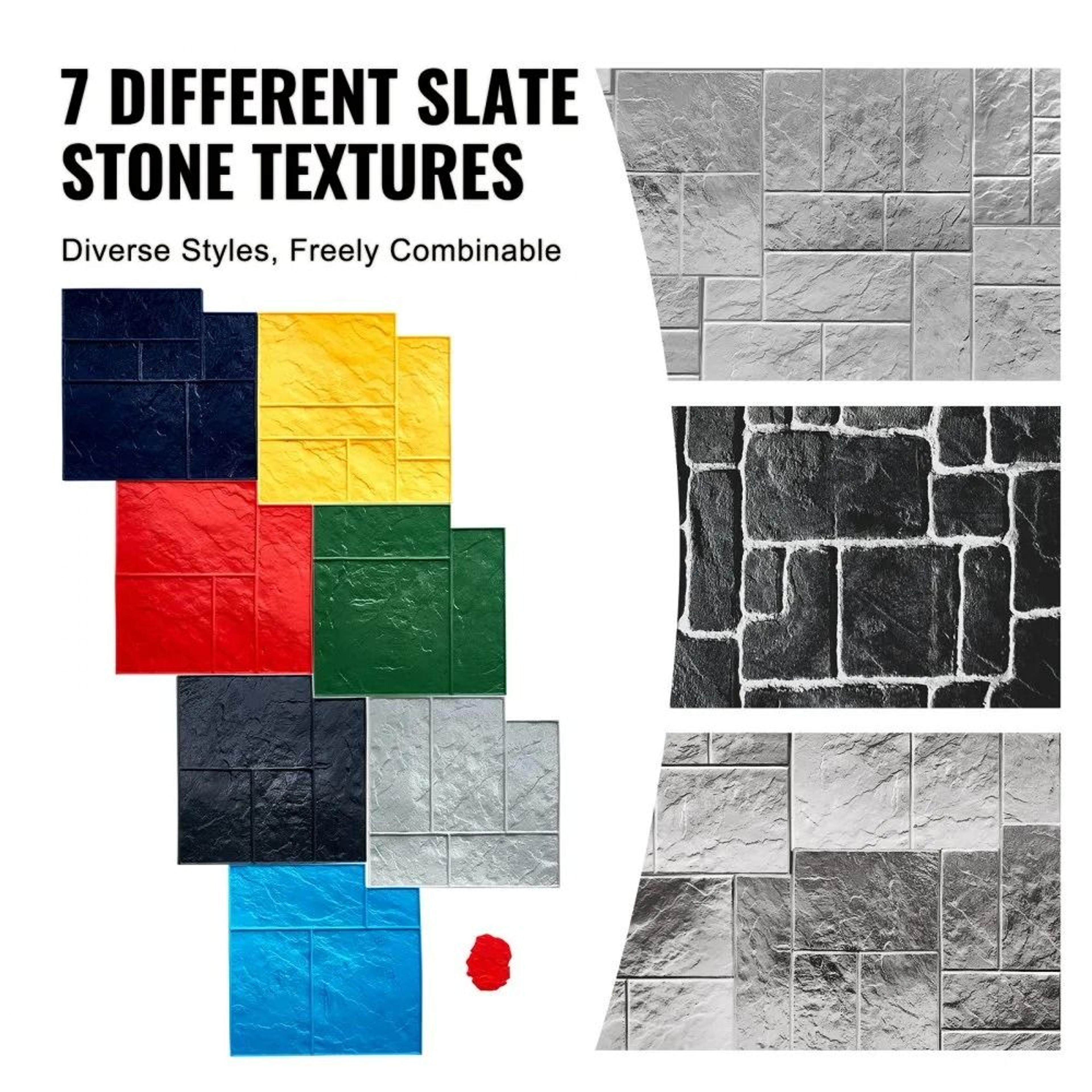 Concrete Stamp Mats 7 Piece Polyurethane Slate Texture Molds For Patios Floors And Driveways 2