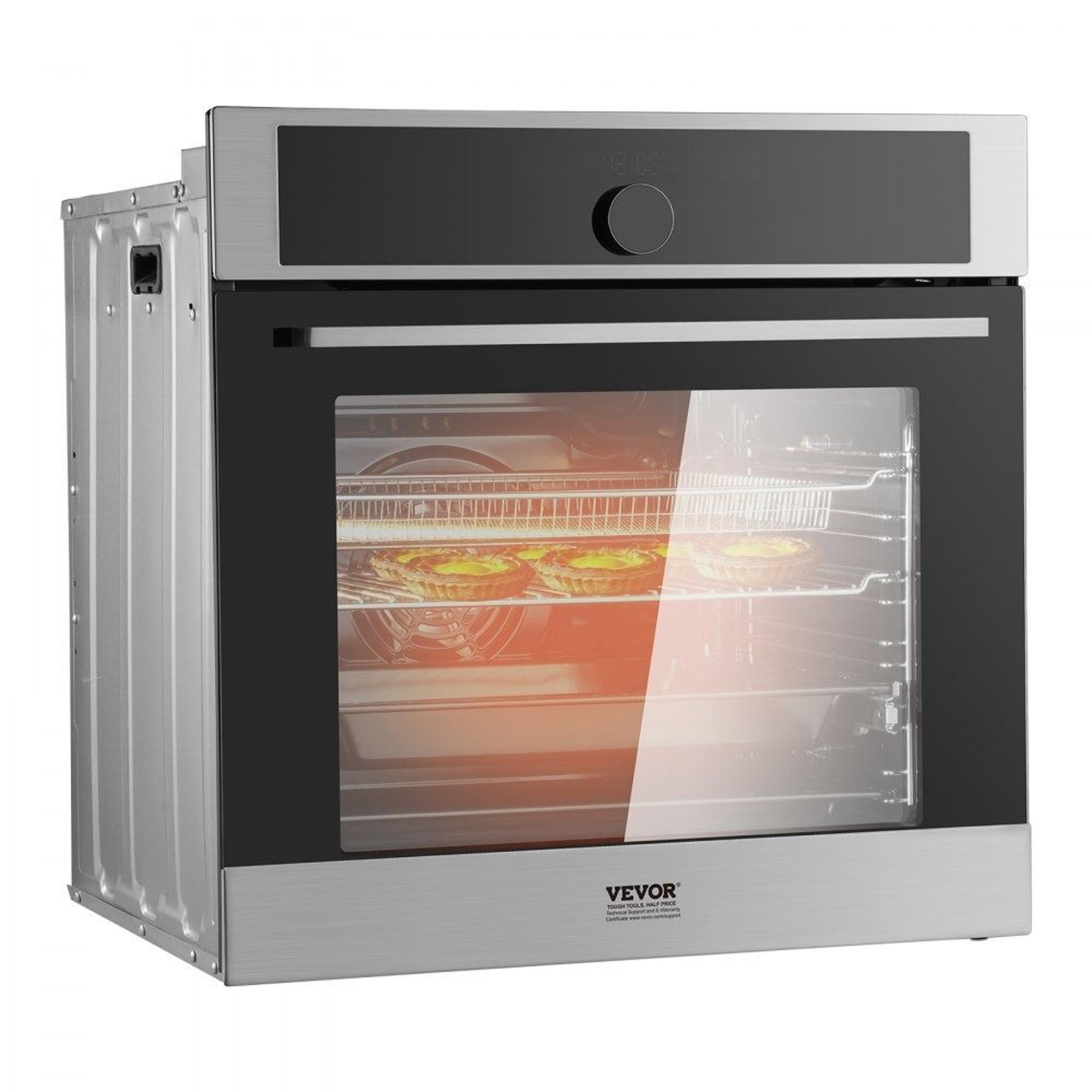24 inch electric built in wall oven with convection cooking and 16 functions