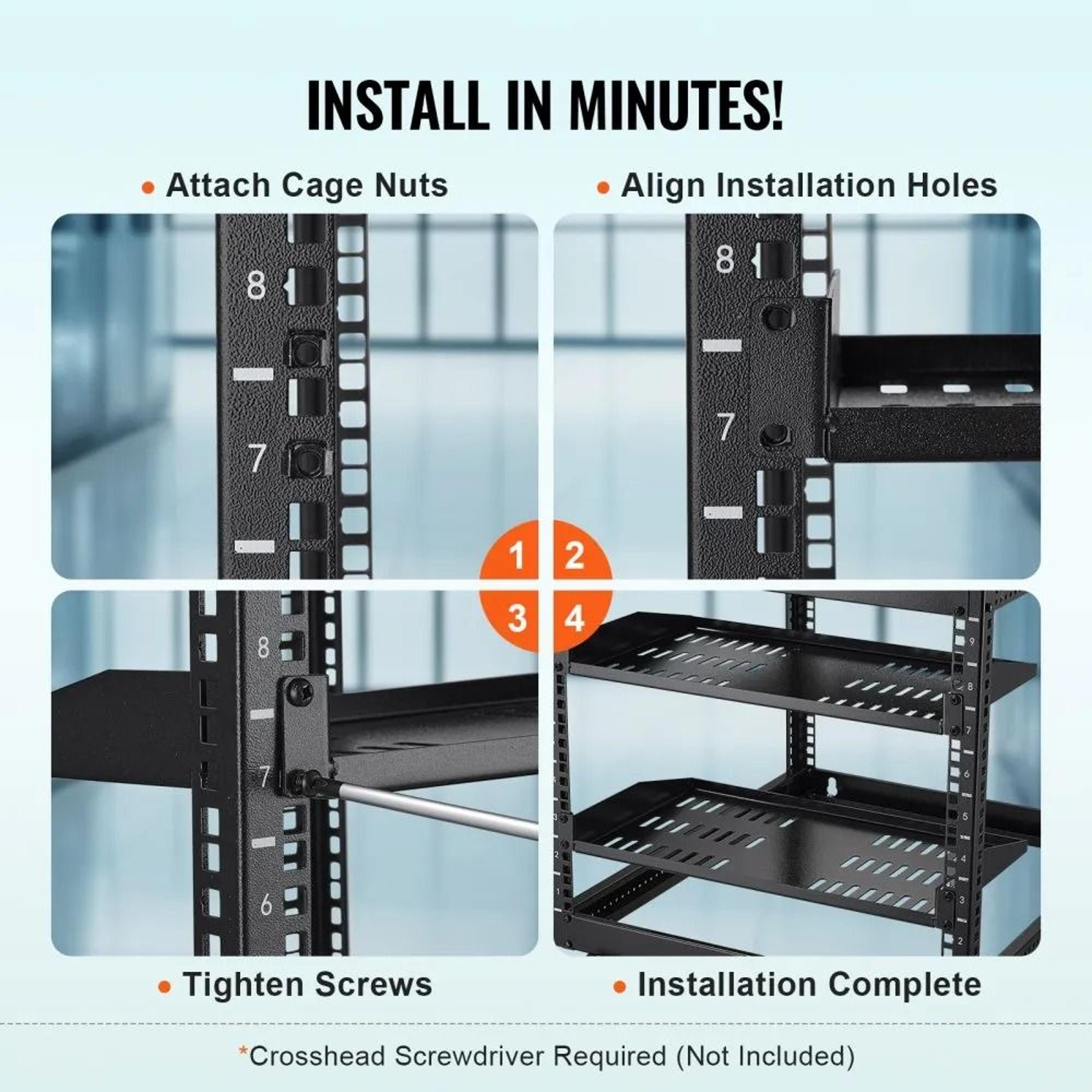 Heavy Duty 1U Server Rack Shelf 10 Inch Vented Network Rack Shelf 2 Pack 6