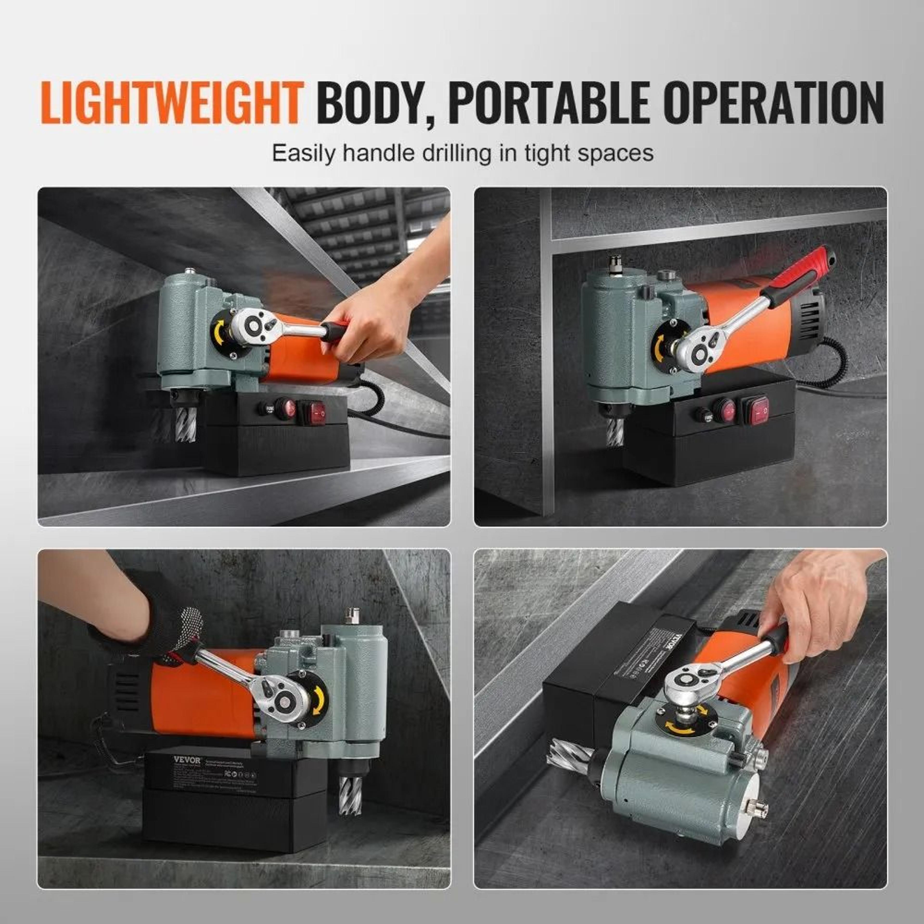 Low Profile Magnetic Drill Press 1300W Portable Mag Drill For Metalwork 5
