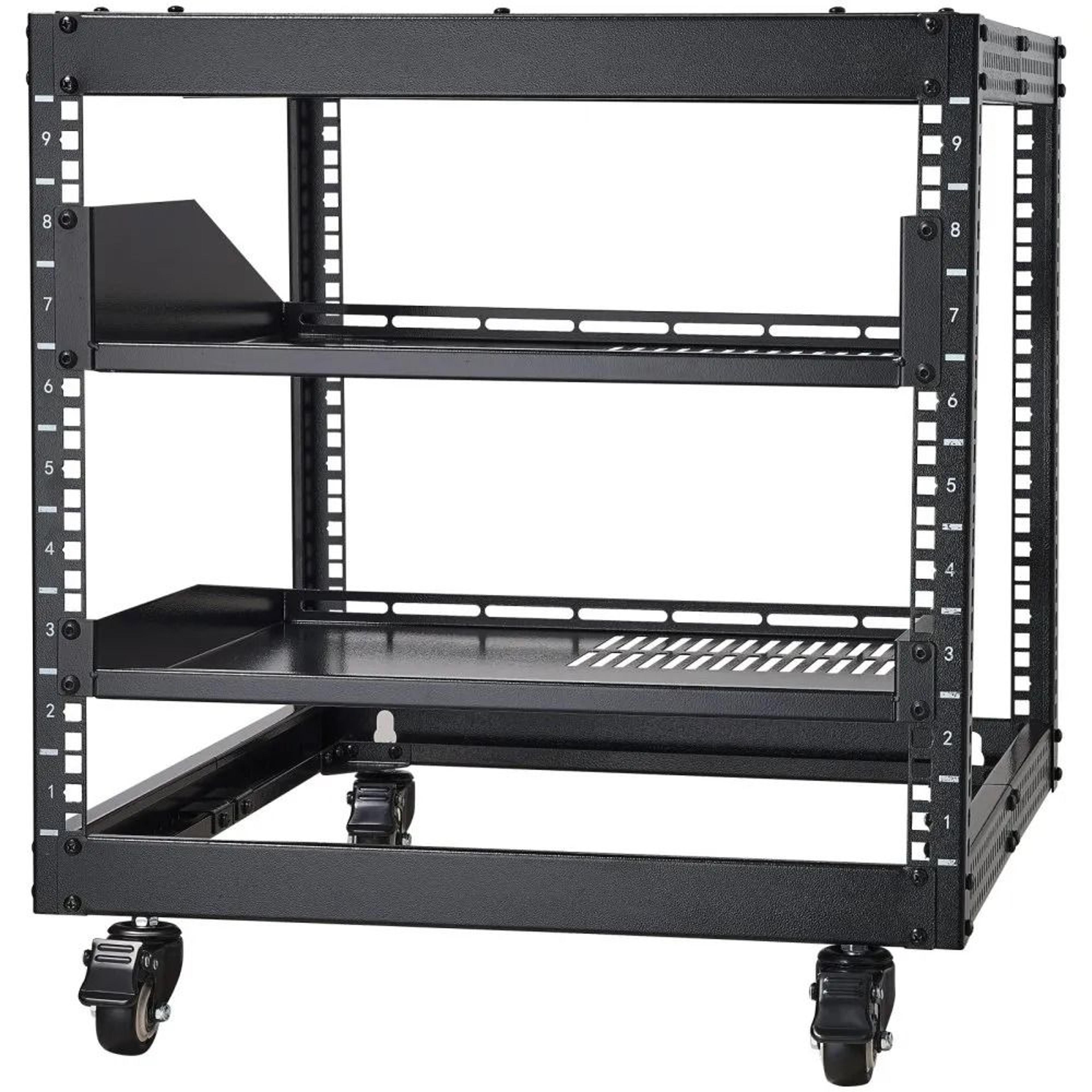 9u open frame server rack adjustable network rack with casters and wall mount