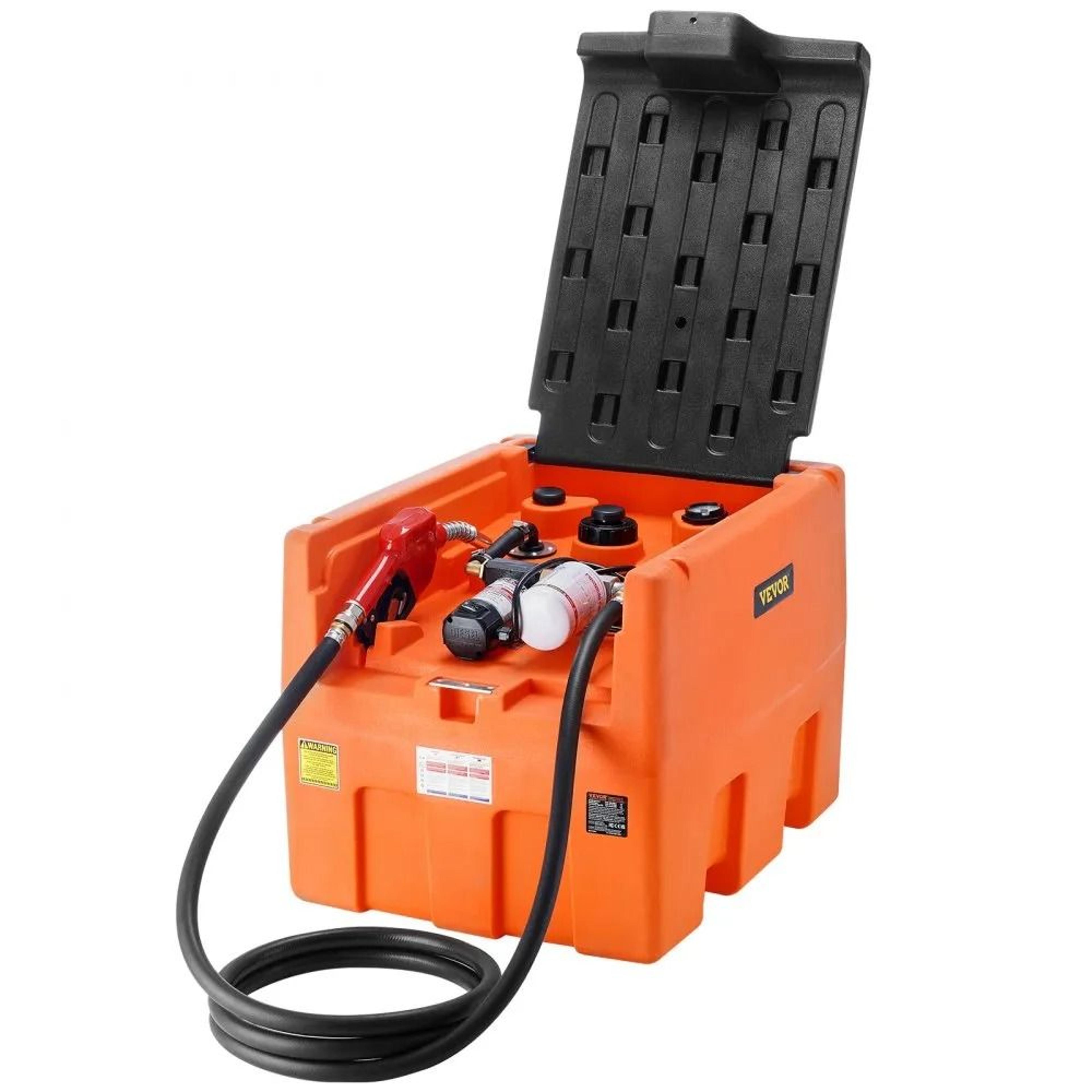 portable diesel fuel tank with 48 gallon capacity 12v transfer pump and auto fueling nozzle