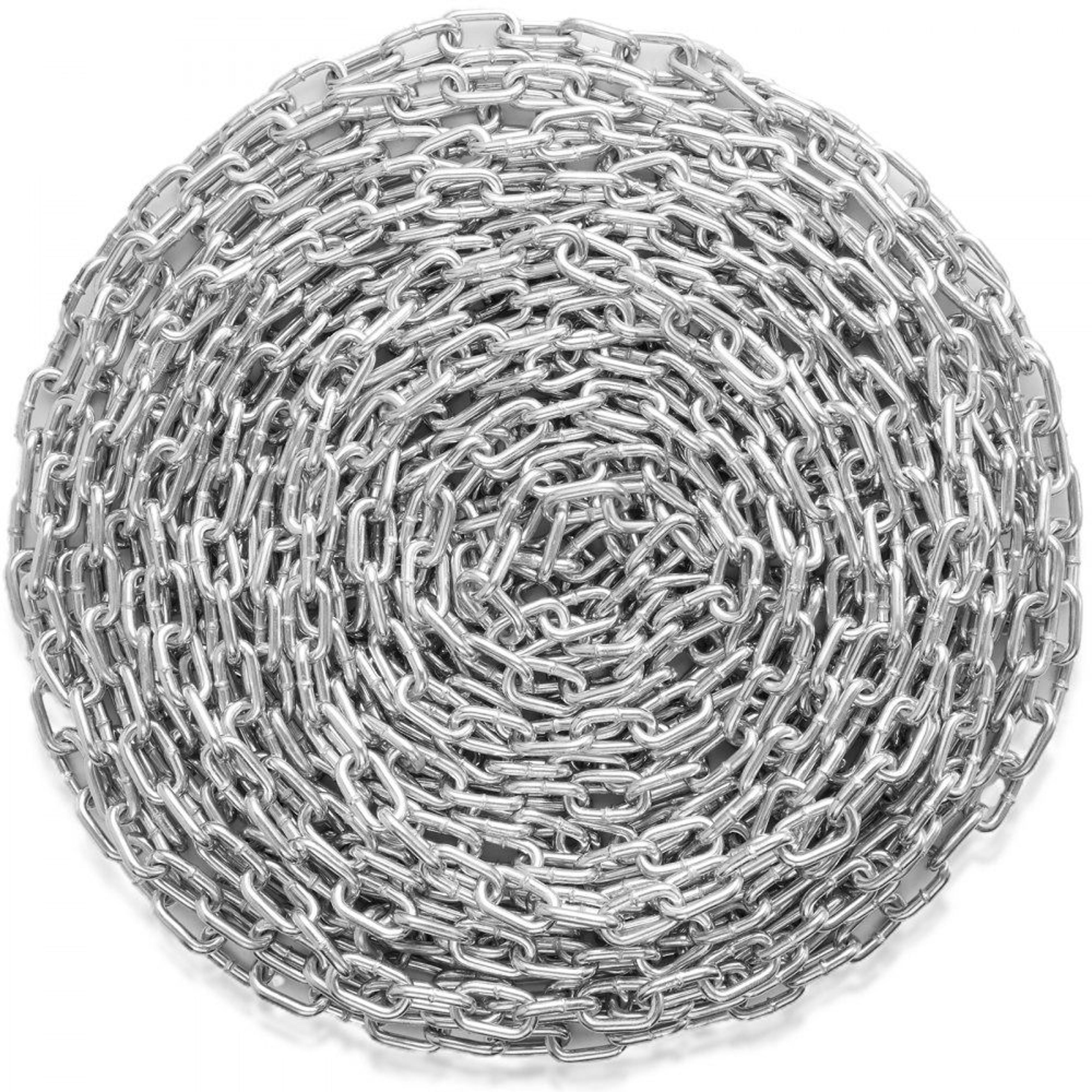 proof coil chain 5/16 in x 92 ft zinc plated carbon steel chain with quick links
