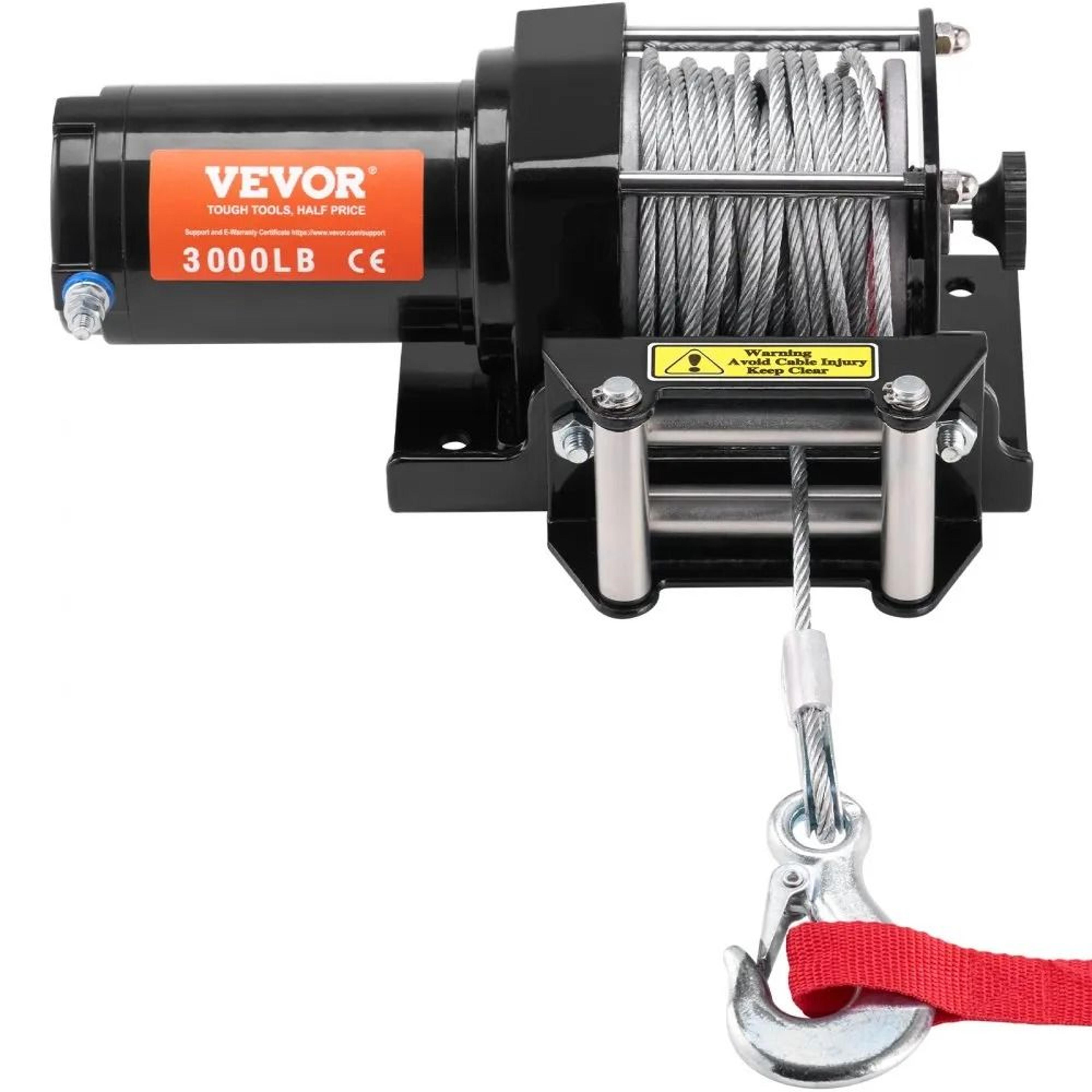 3000 Lb Electric Winch 12V DC ATV UTV Recovery Winch With Steel Cable And Wired Remote 5