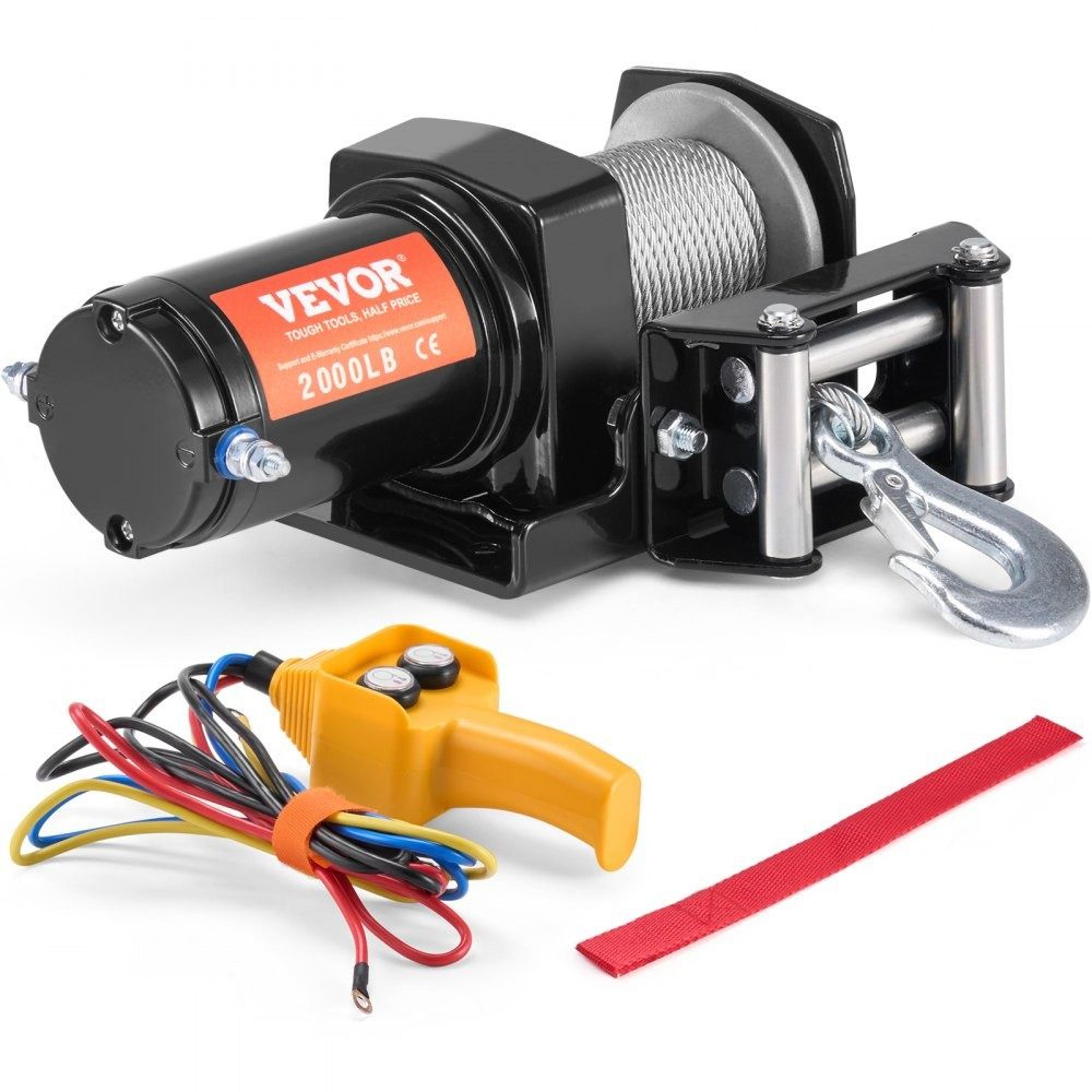 electric winch 2000 lb capacity 12v dc atv utv recovery winch with steel cable and wired remote control
