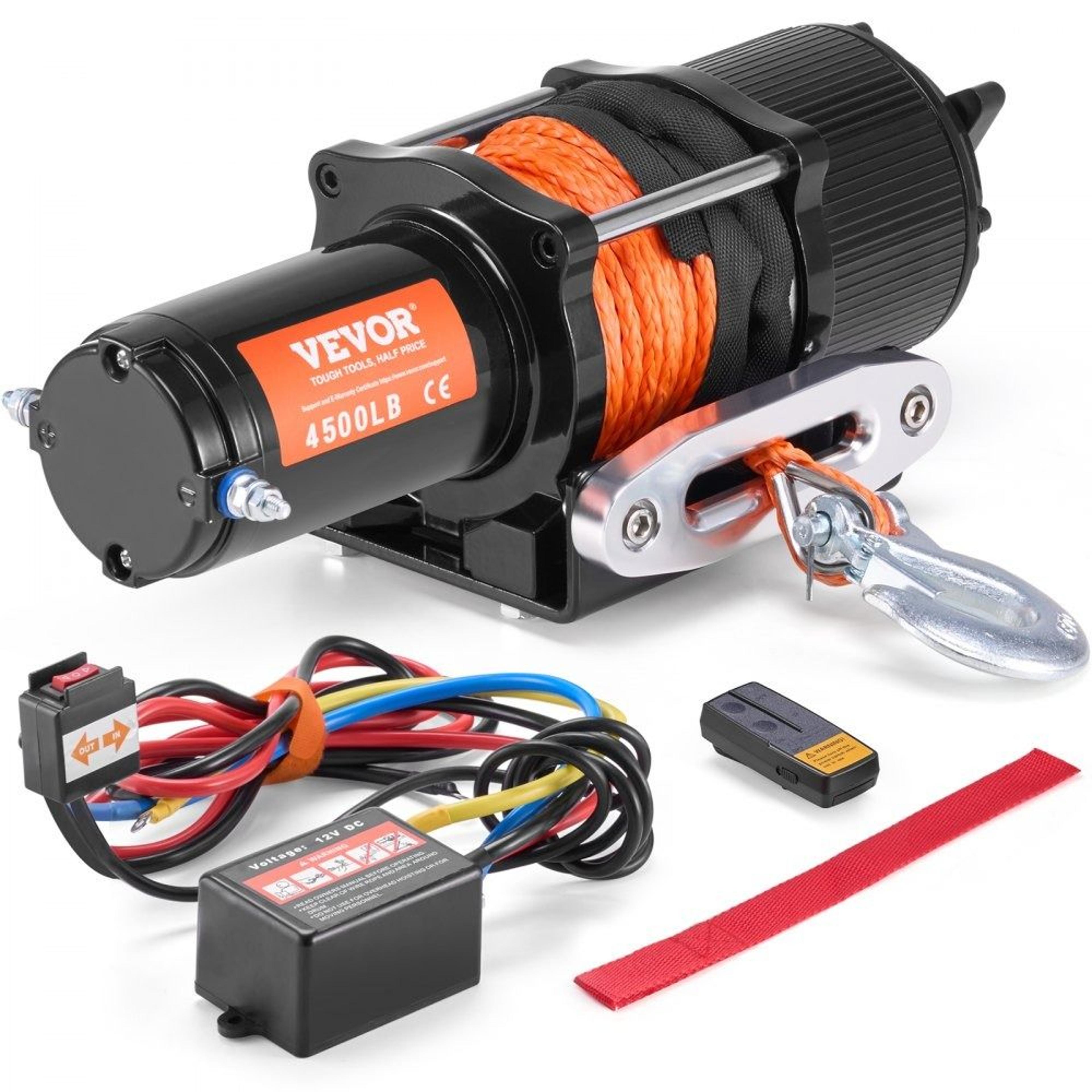 4500 lb electric winch with synthetic rope for atv and utv 12v dc wireless remote control