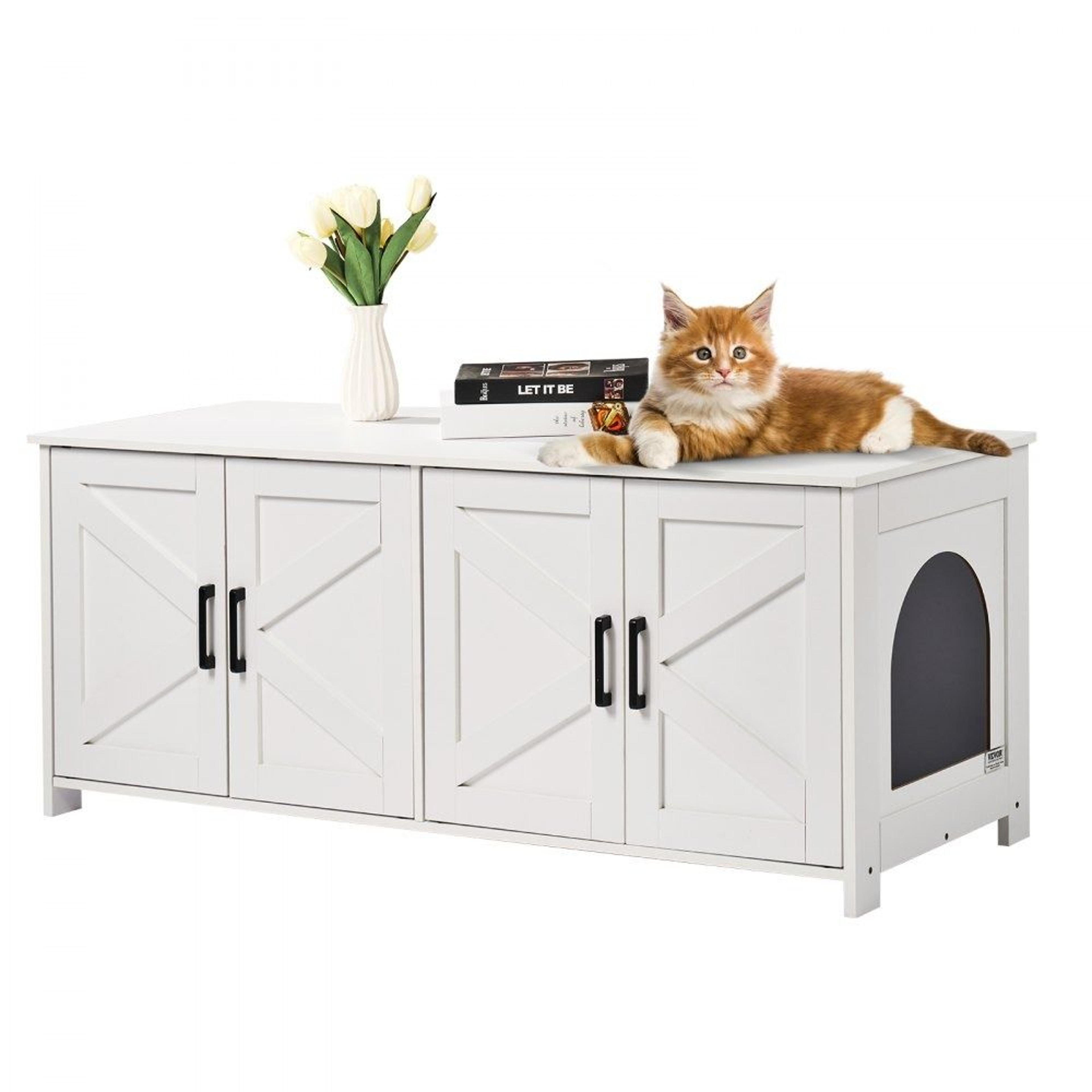 cat litter box enclosure furniture hidden cabinet with double rooms white wooden cat box storage