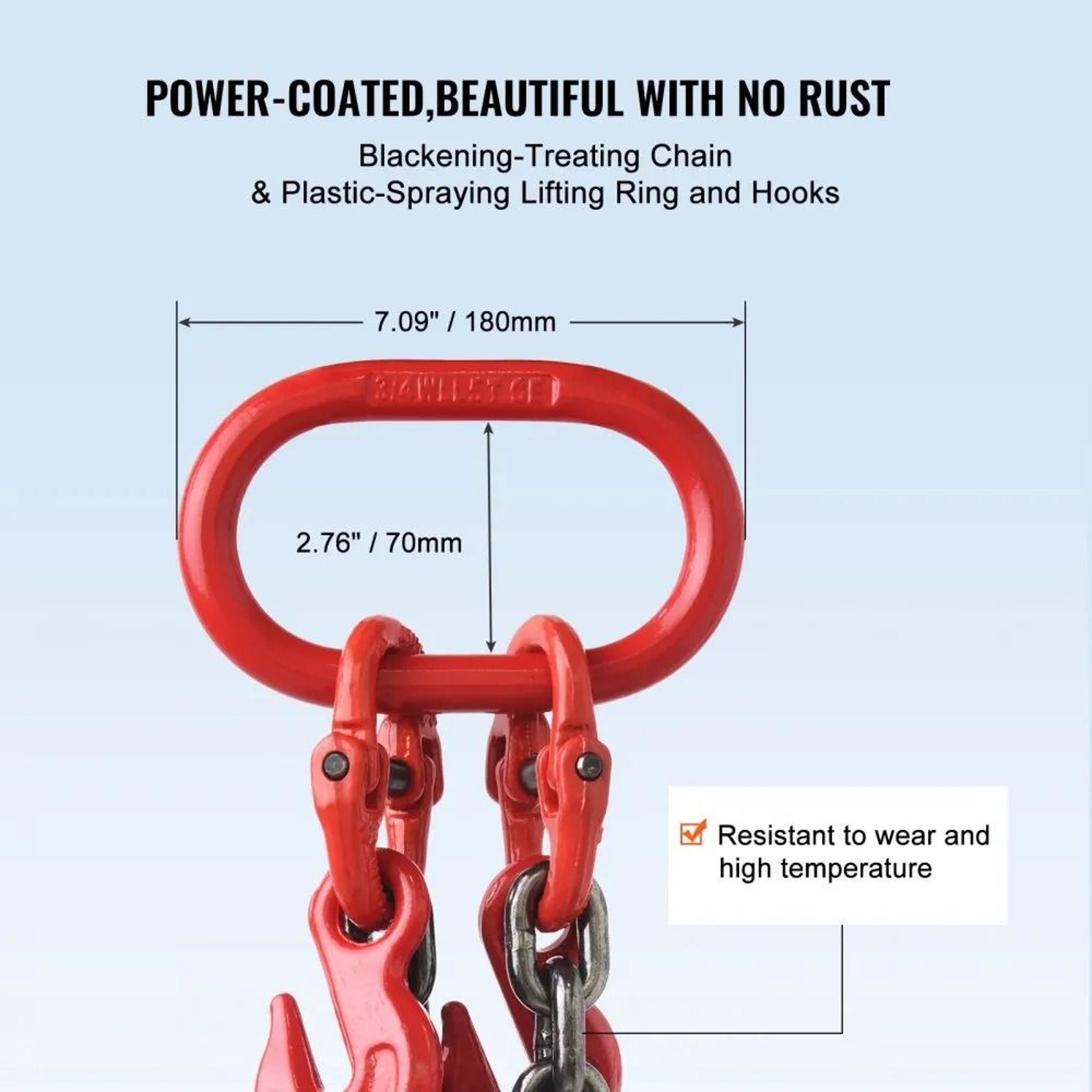 G80 Chain Sling 38 Inch X 6 Ft Lifting Chain With Hooks 11000 Lbs Engine Hoist Chain 1