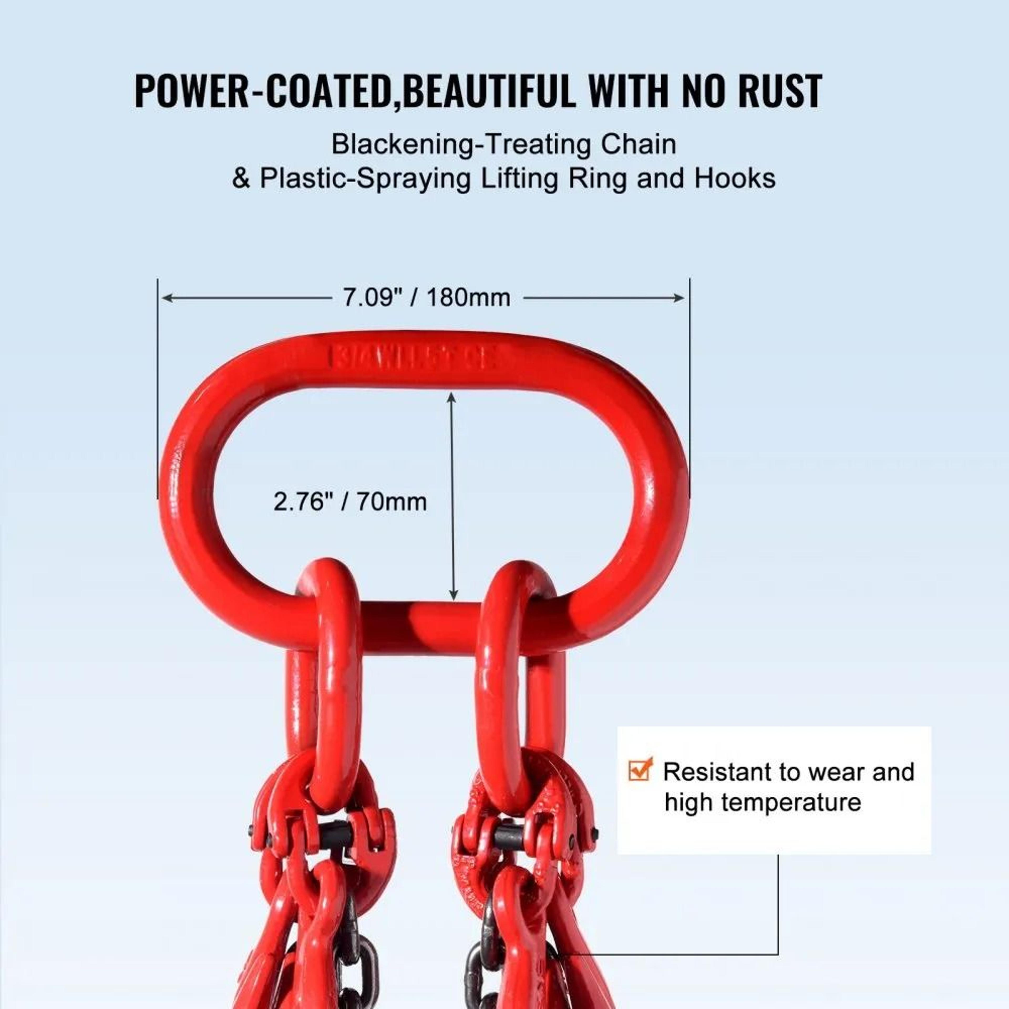 Chain Sling 516 Inch X 10 Ft G80 Lifting Chain With Hooks 11000 Lbs Capacity 5