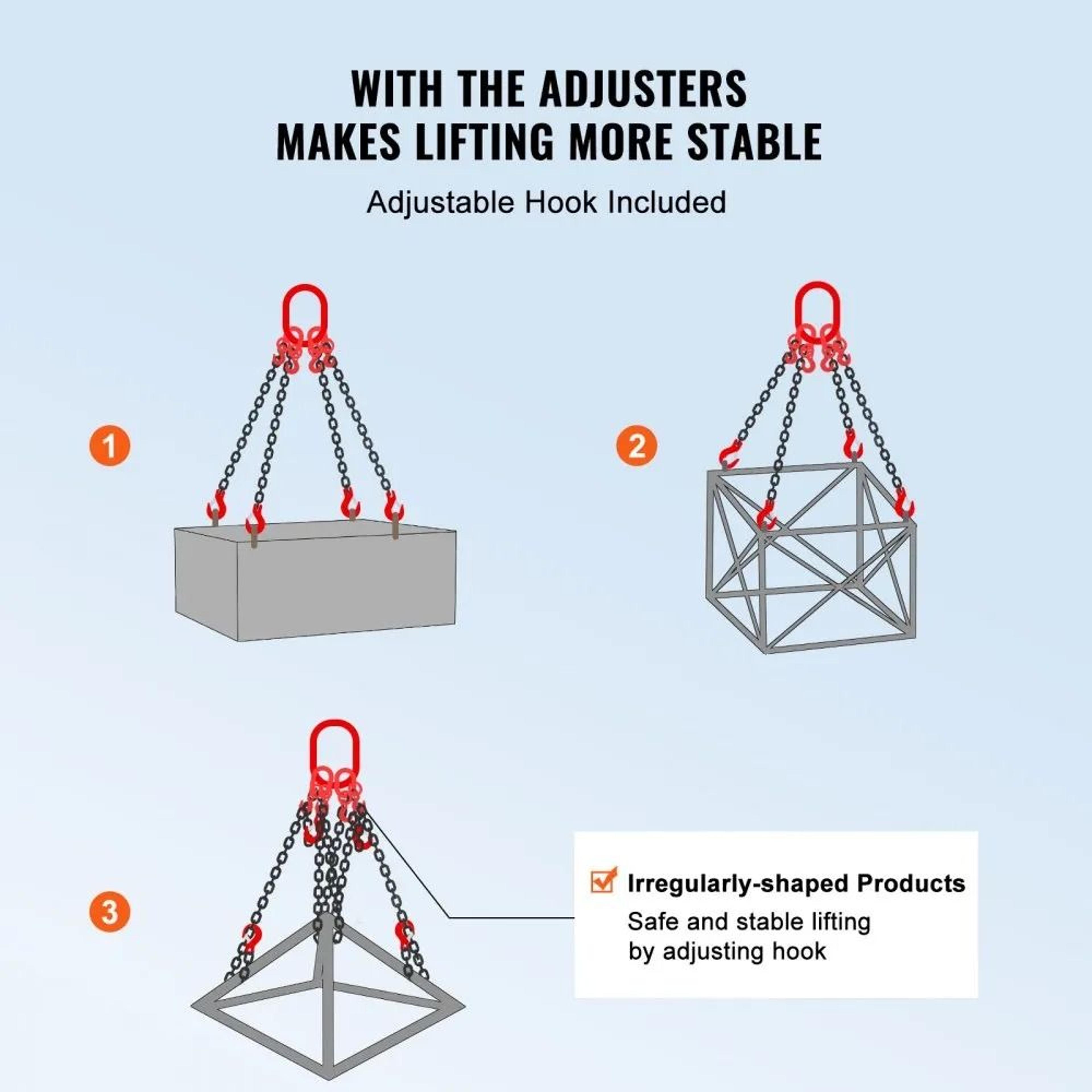 Chain Sling 516 Inch X 10 Ft G80 Lifting Chain With Hooks 11000 Lbs Capacity 3