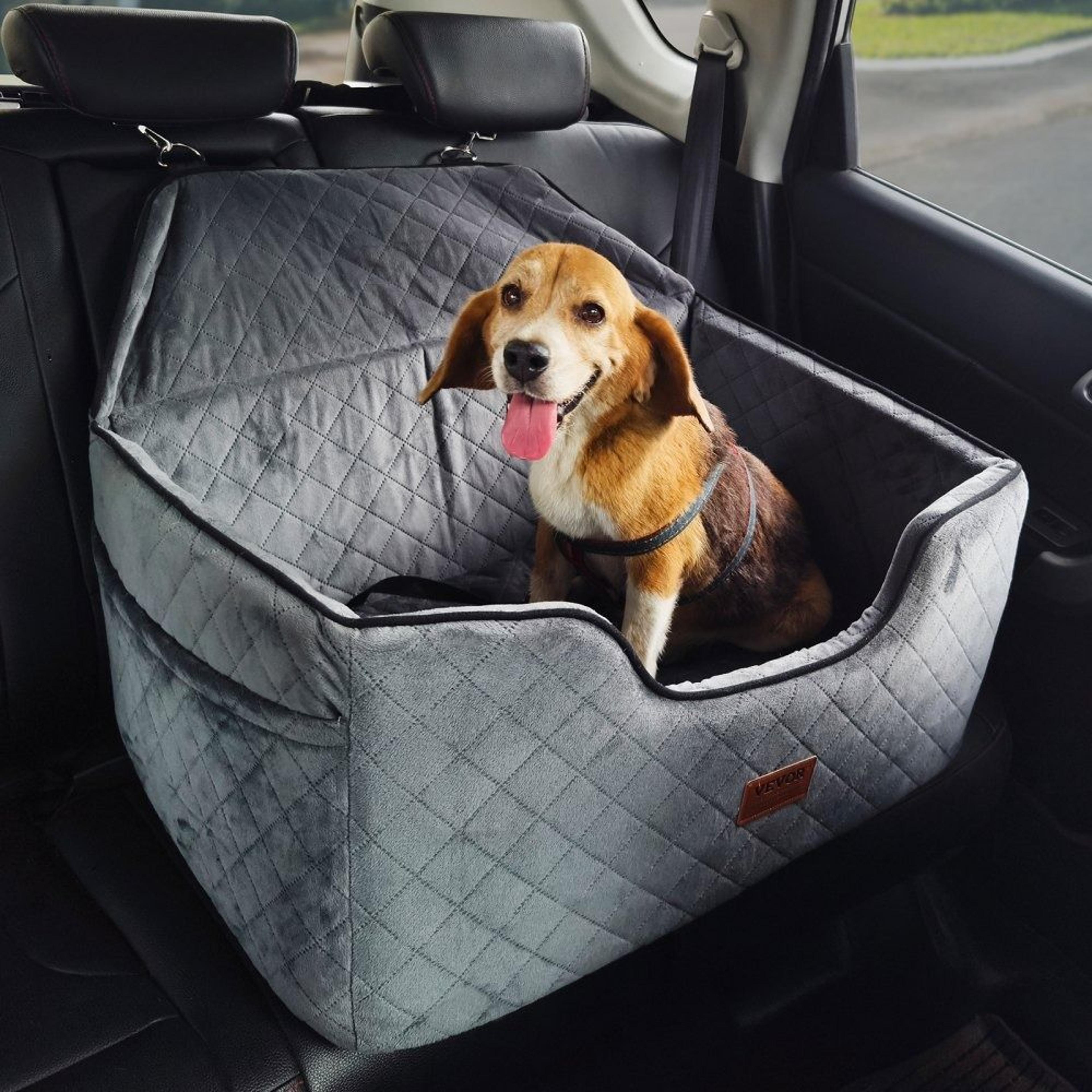 dog car seat booster with safety leash storage pocket and removable washable cover