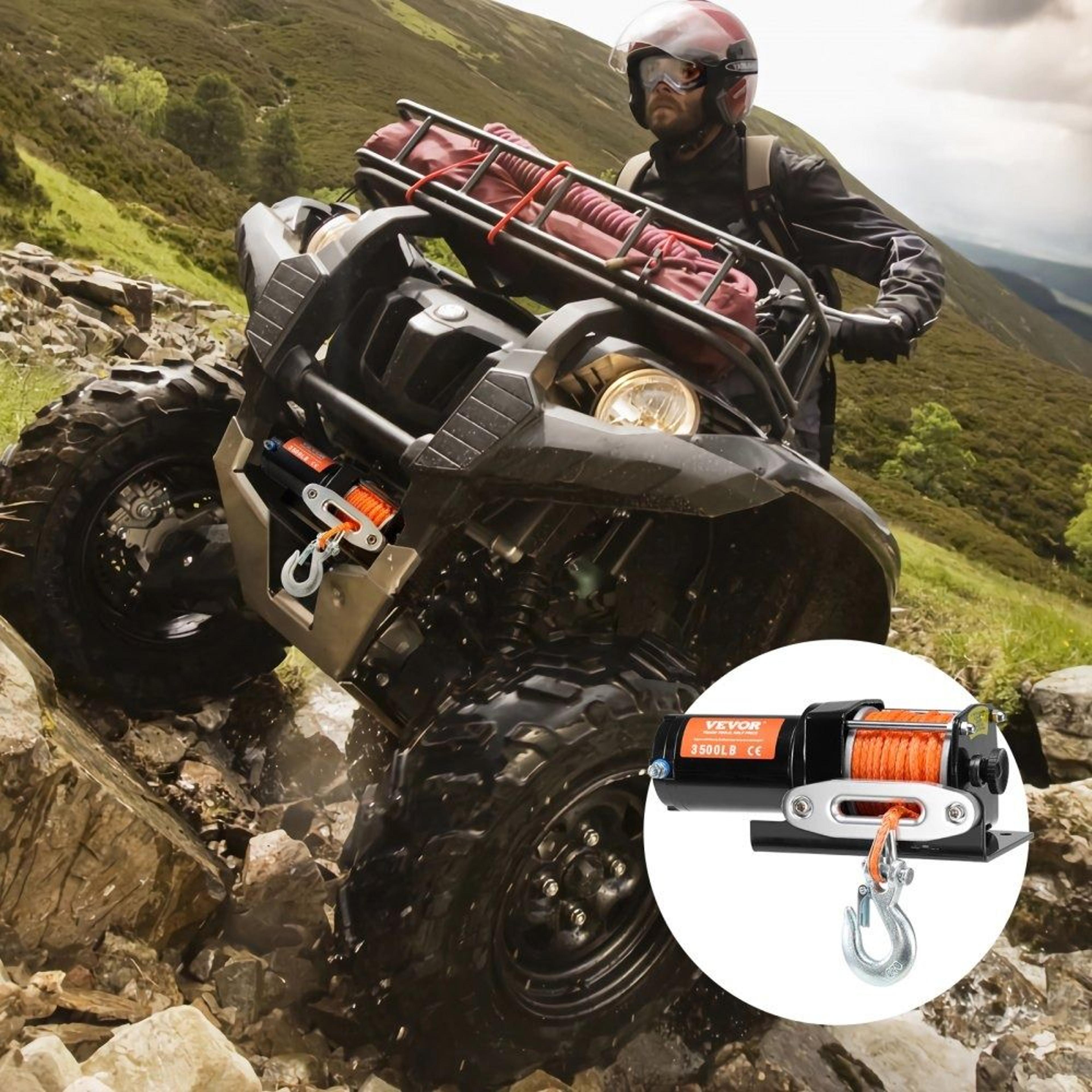 3500 Lb Electric Winch 12V DC ATV UTV Recovery Winch With Synthetic Rope Wired Remote 6