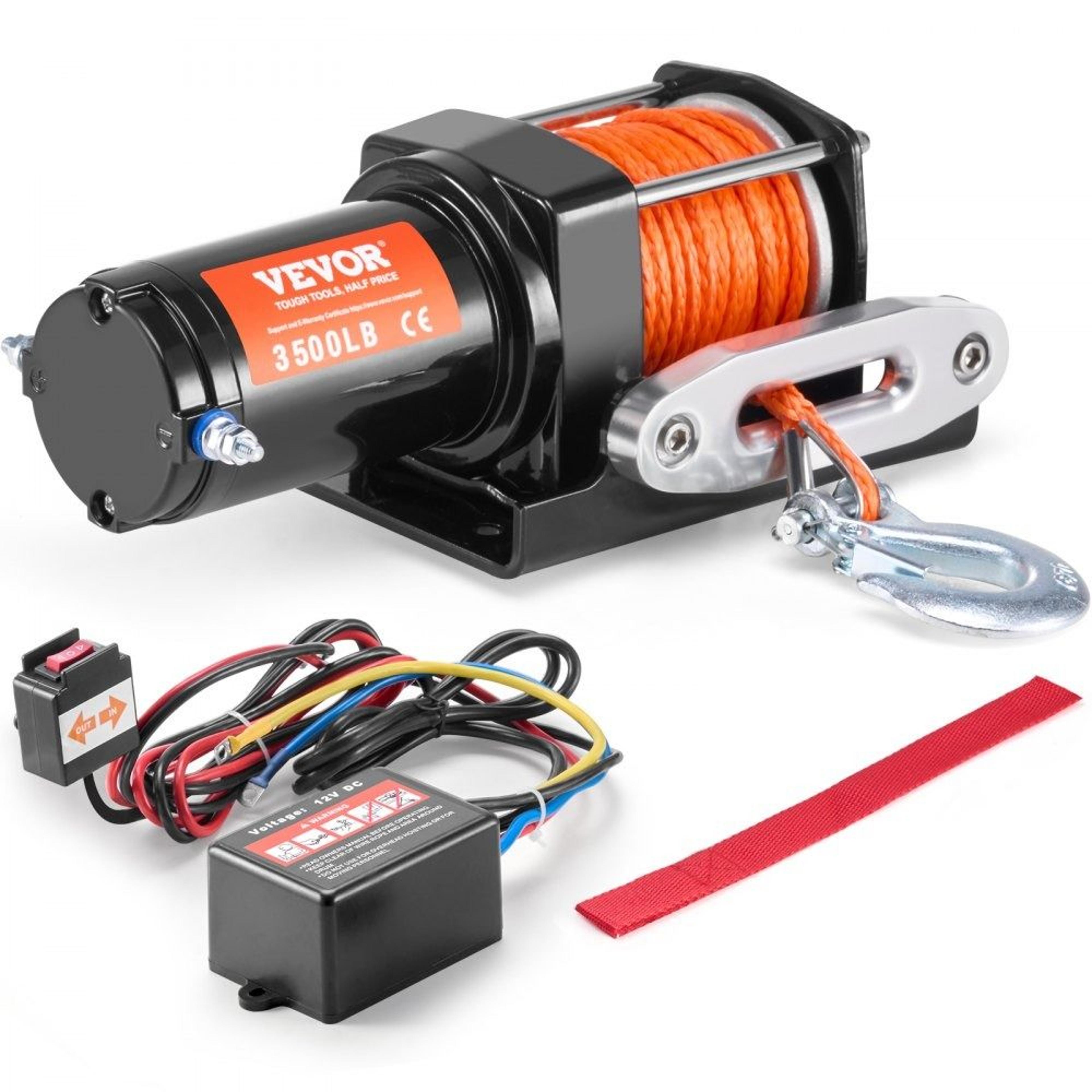 3500 lb electric winch 12v dc atv utv recovery winch with synthetic rope wired remote