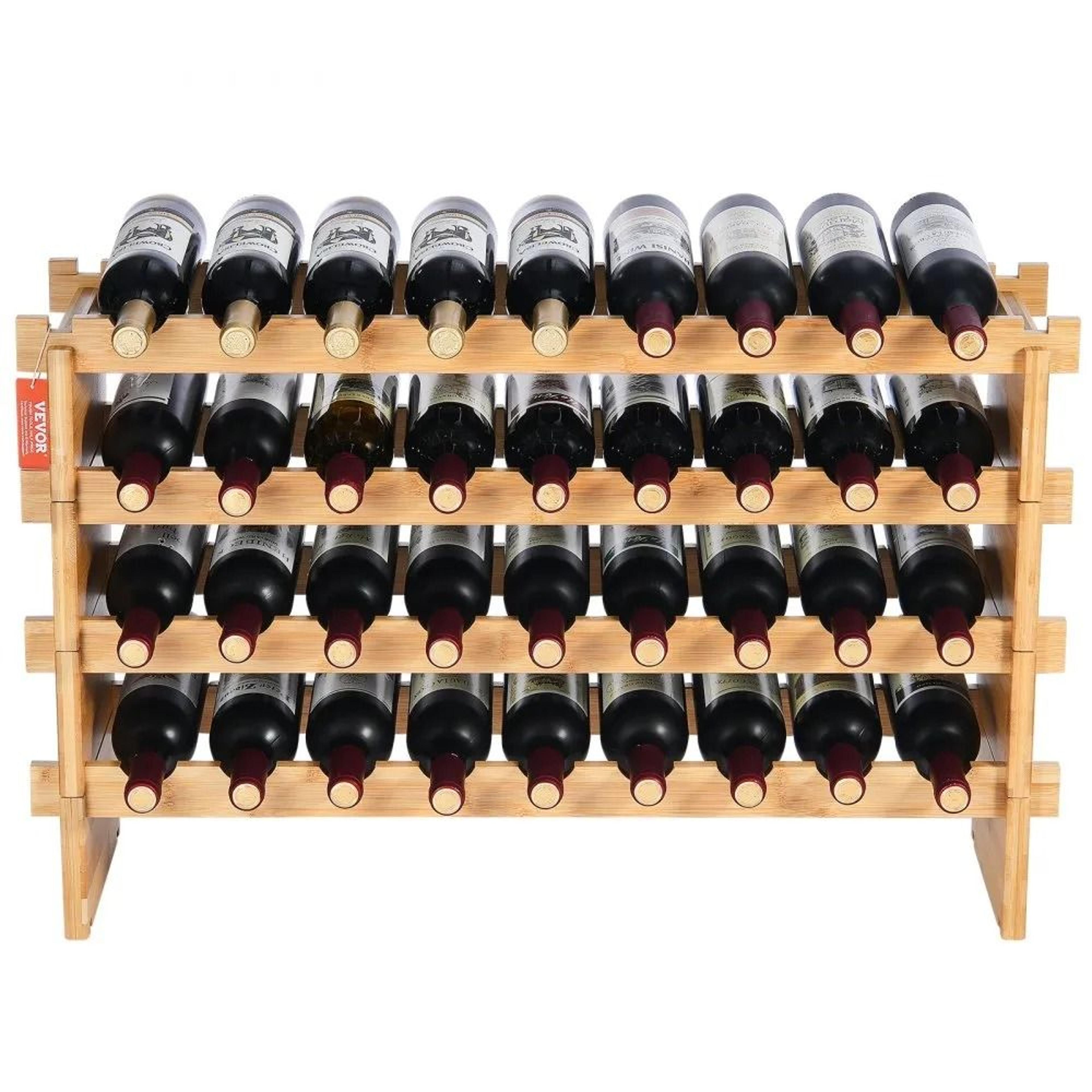 36 bottle stackable bamboo wine rack 4 tier modular storage shelf