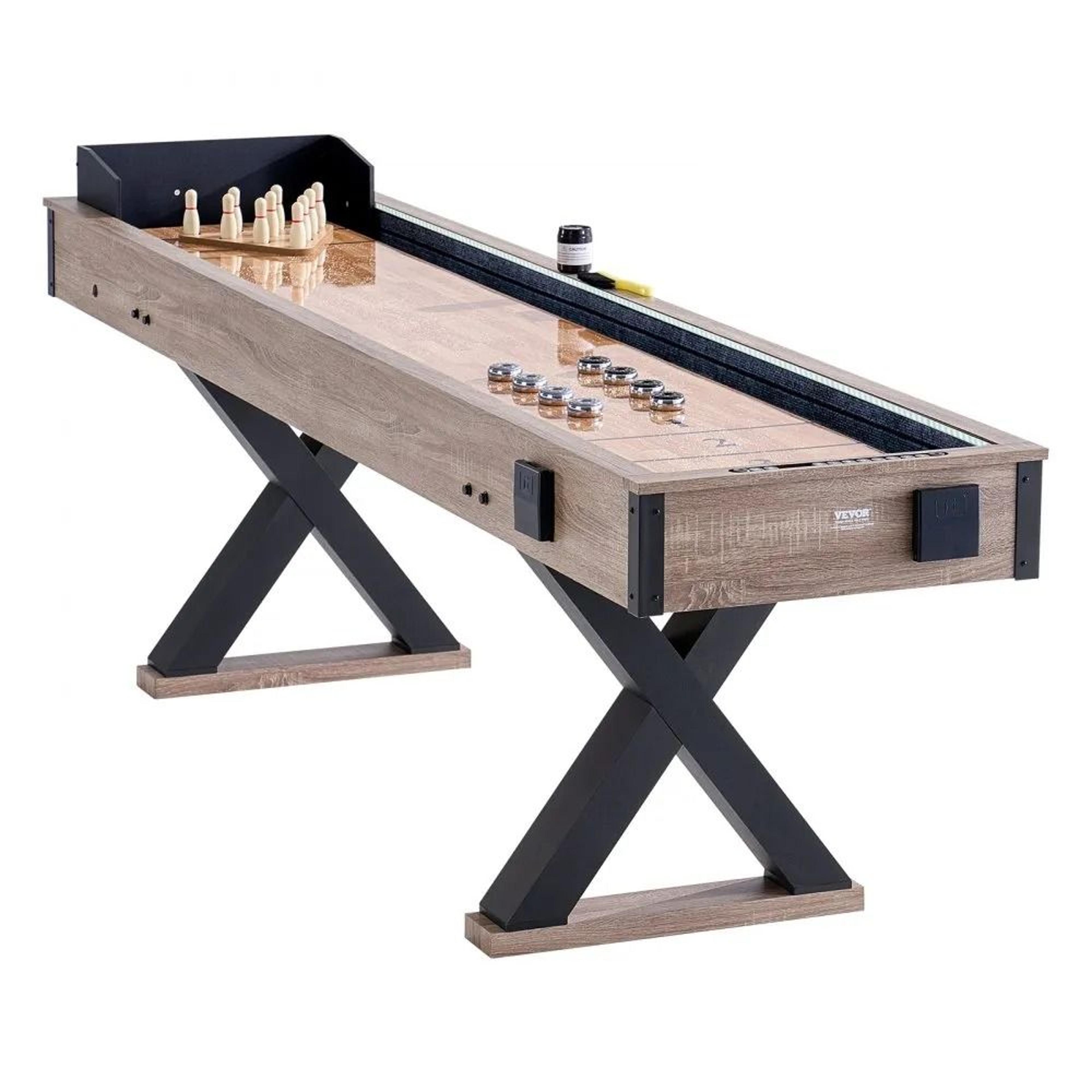 9 ft led light up shuffleboard table 2 in 1 shuffleboard and bowling game set