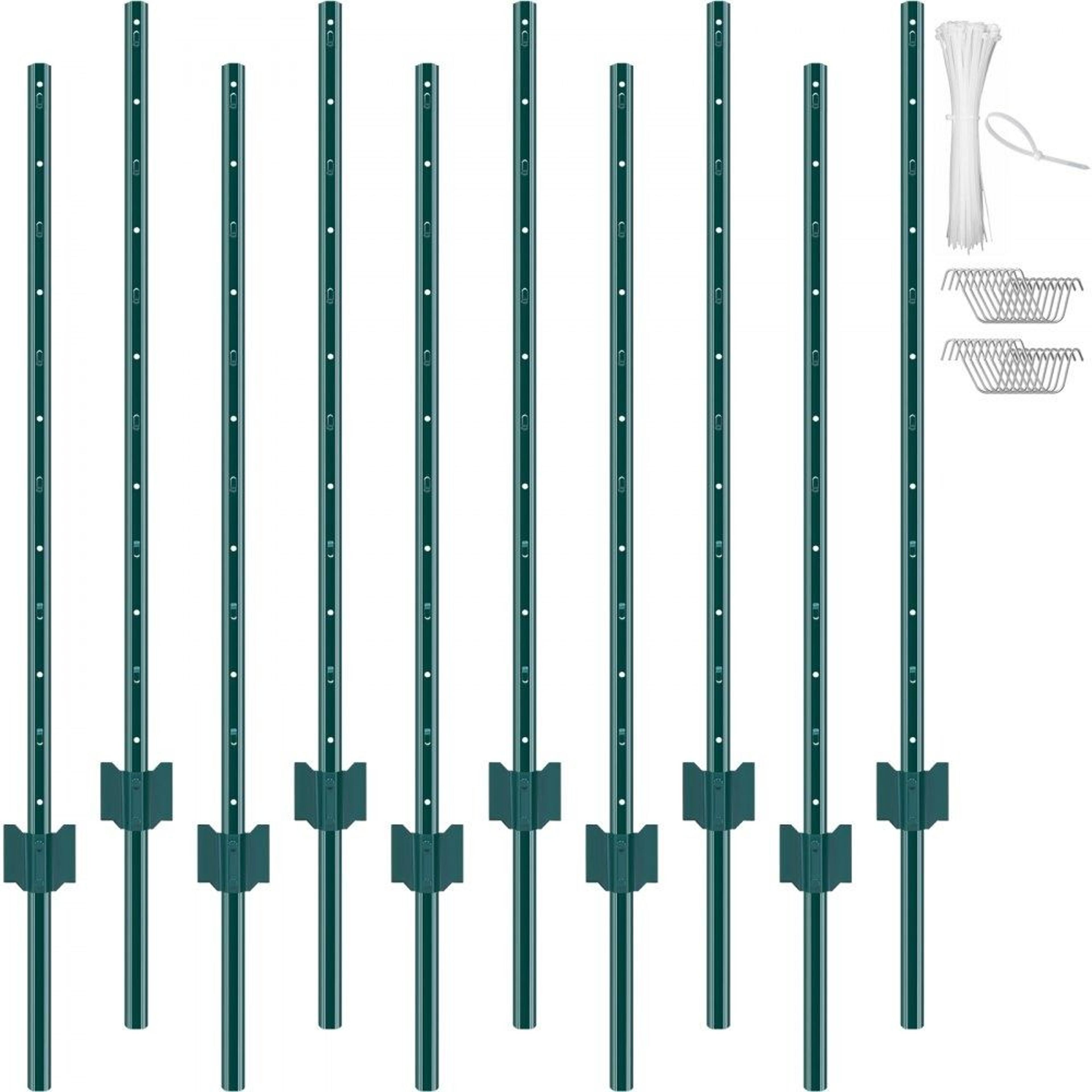 4 feet u channel metal fence posts 10 pack heavy duty steel stakes for garden yard farm wire fencing