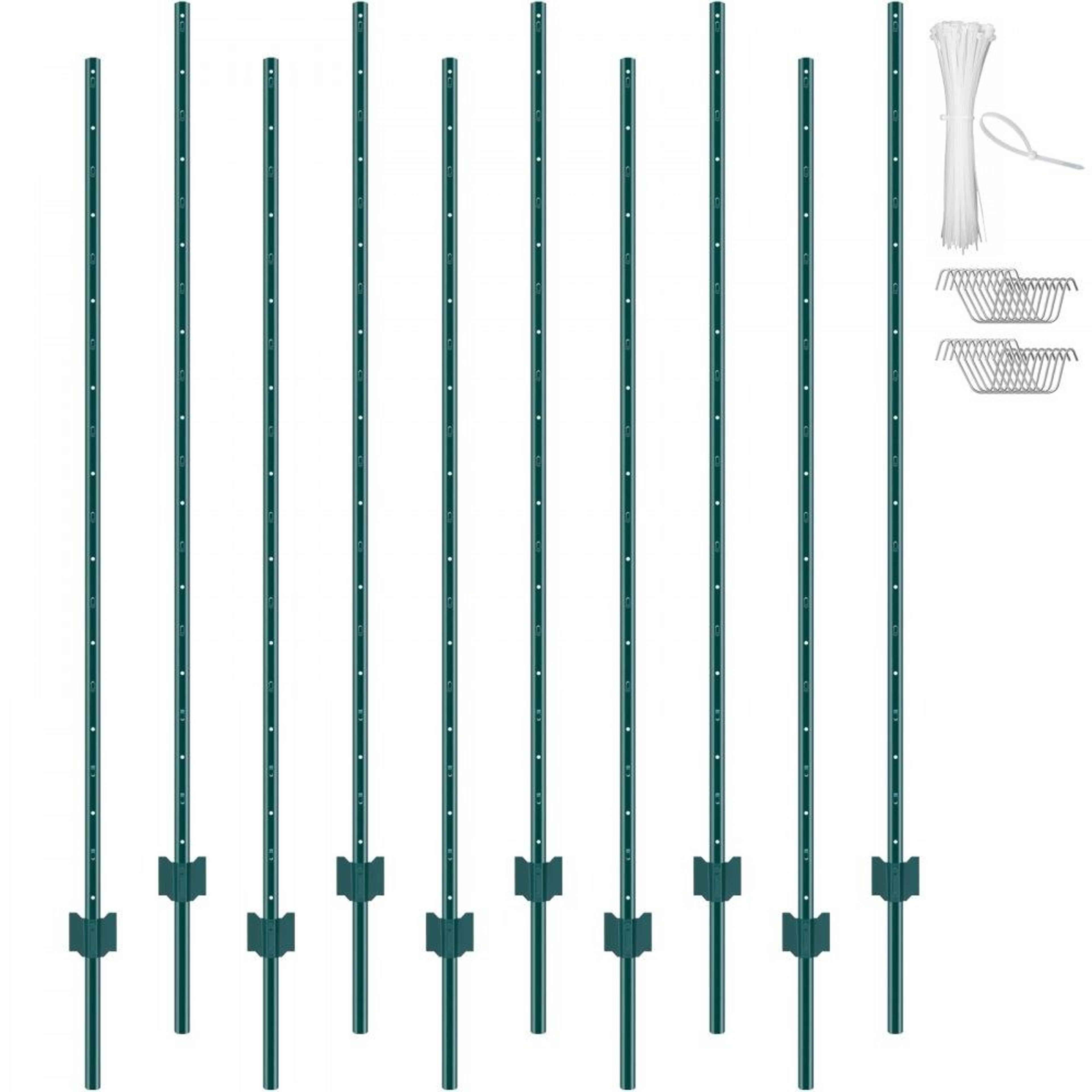 6 feet u channel steel fence posts 10 pack heavy duty metal stakes for garden yard farm wire fencing