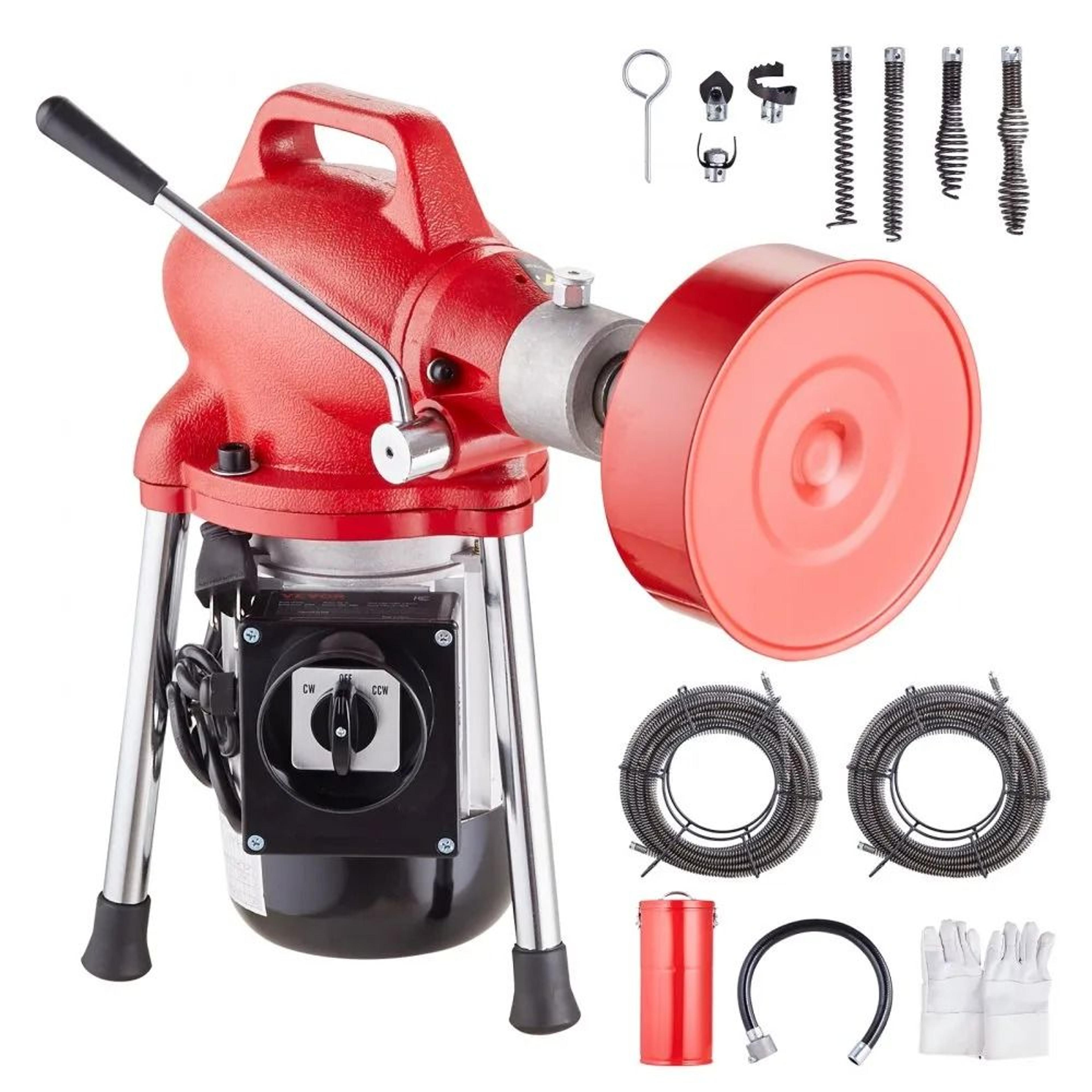 Drain Cleaner Machine 120FT Electric Sewer Snake Auger With Manual Feed And 7 Cutters 7