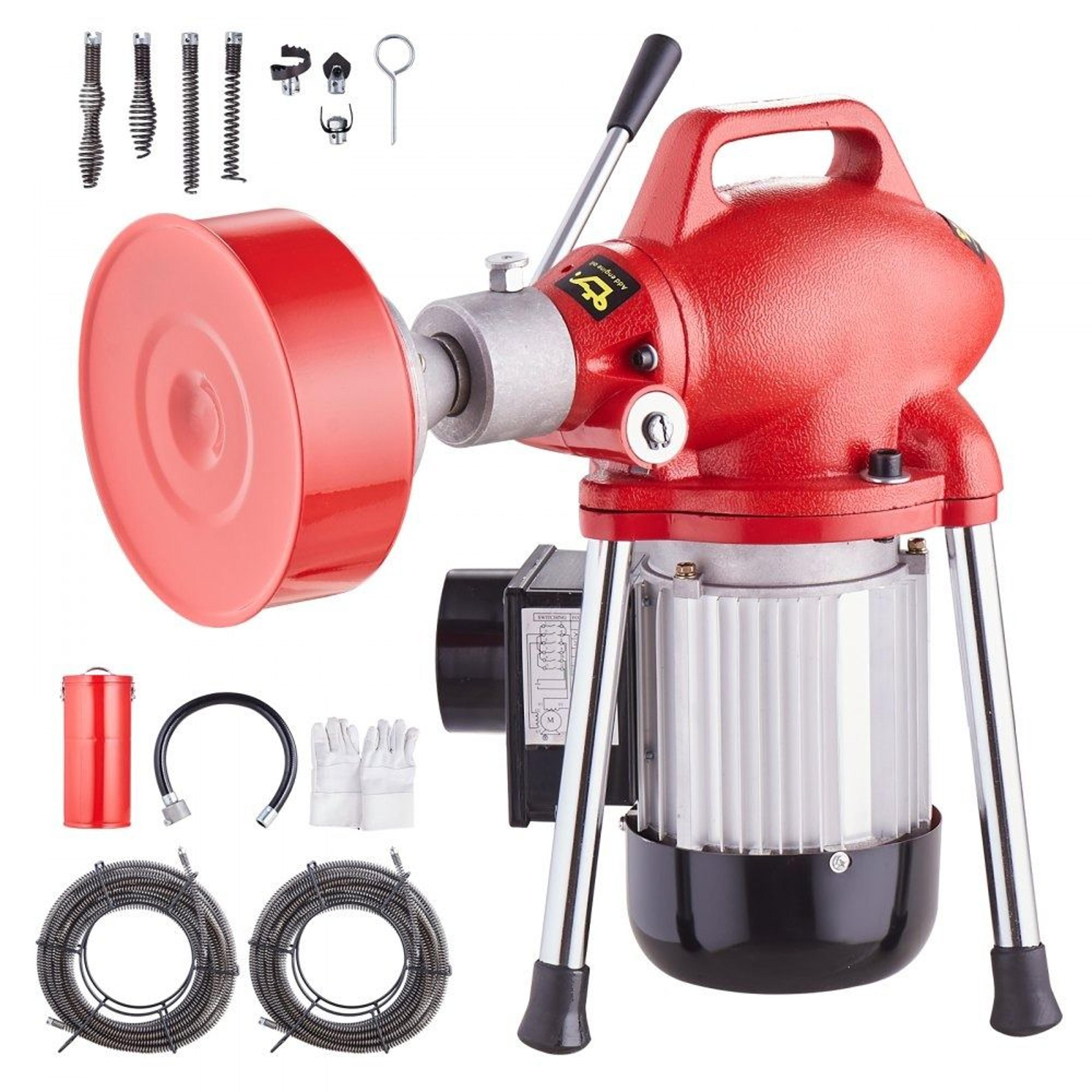 drain cleaner machine 120ft electric sewer snake auger with manual feed and 7 cutters