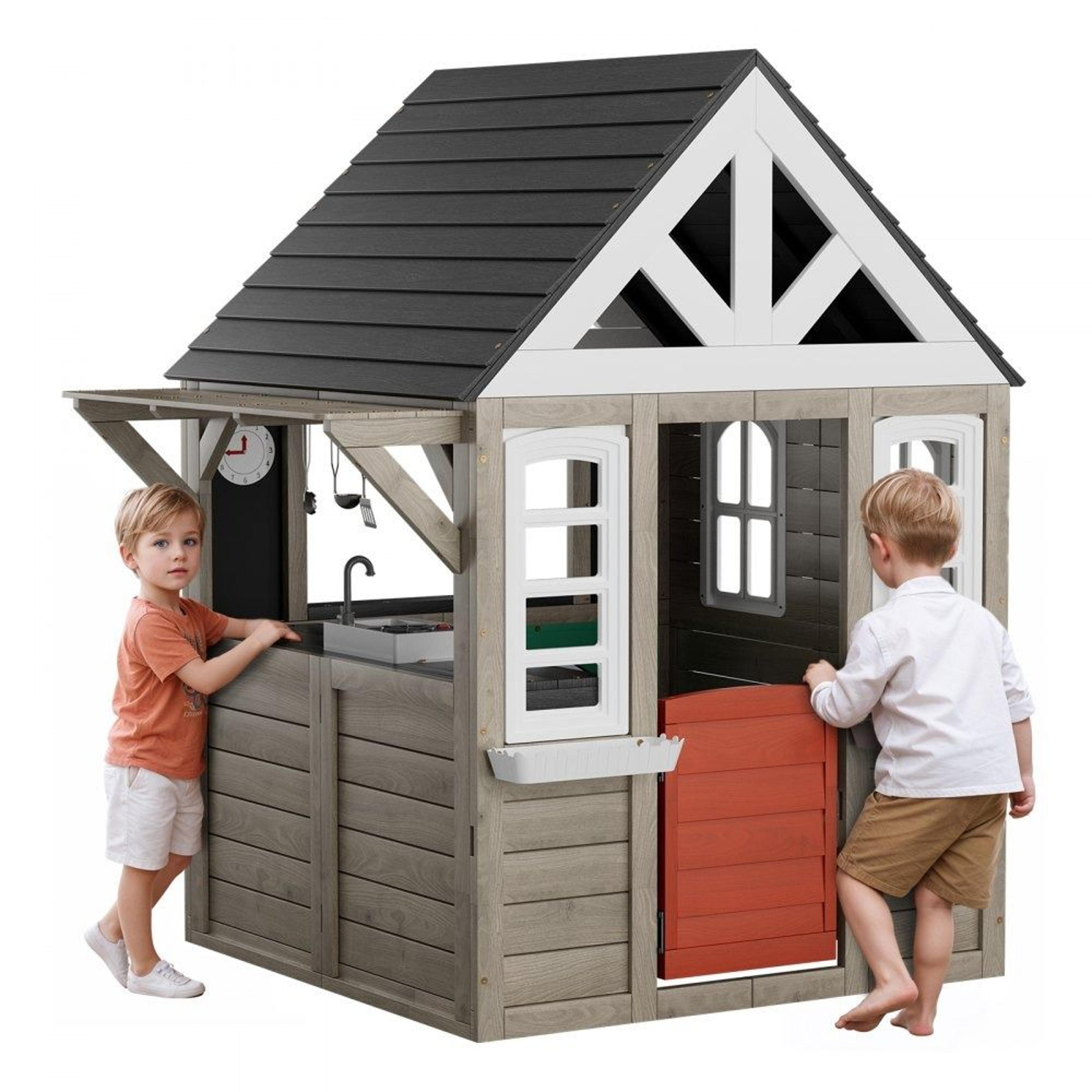 outdoor wooden playhouse cedar wood kids playhouse with kitchen area and garden play features