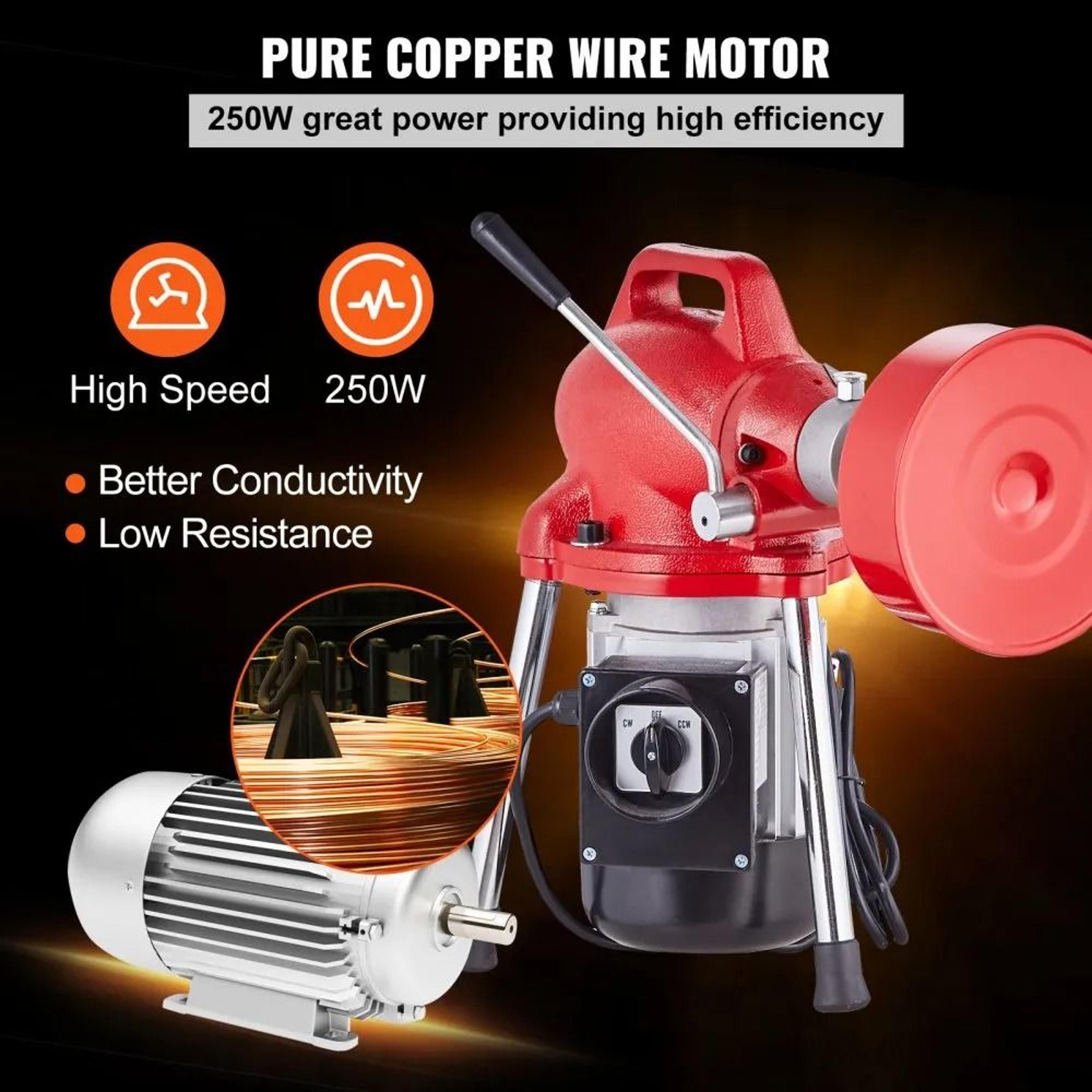 Drain Cleaner Machine 66 FT Electric Sewer Snake Auger With 250W Motor And 7 Cutters 3