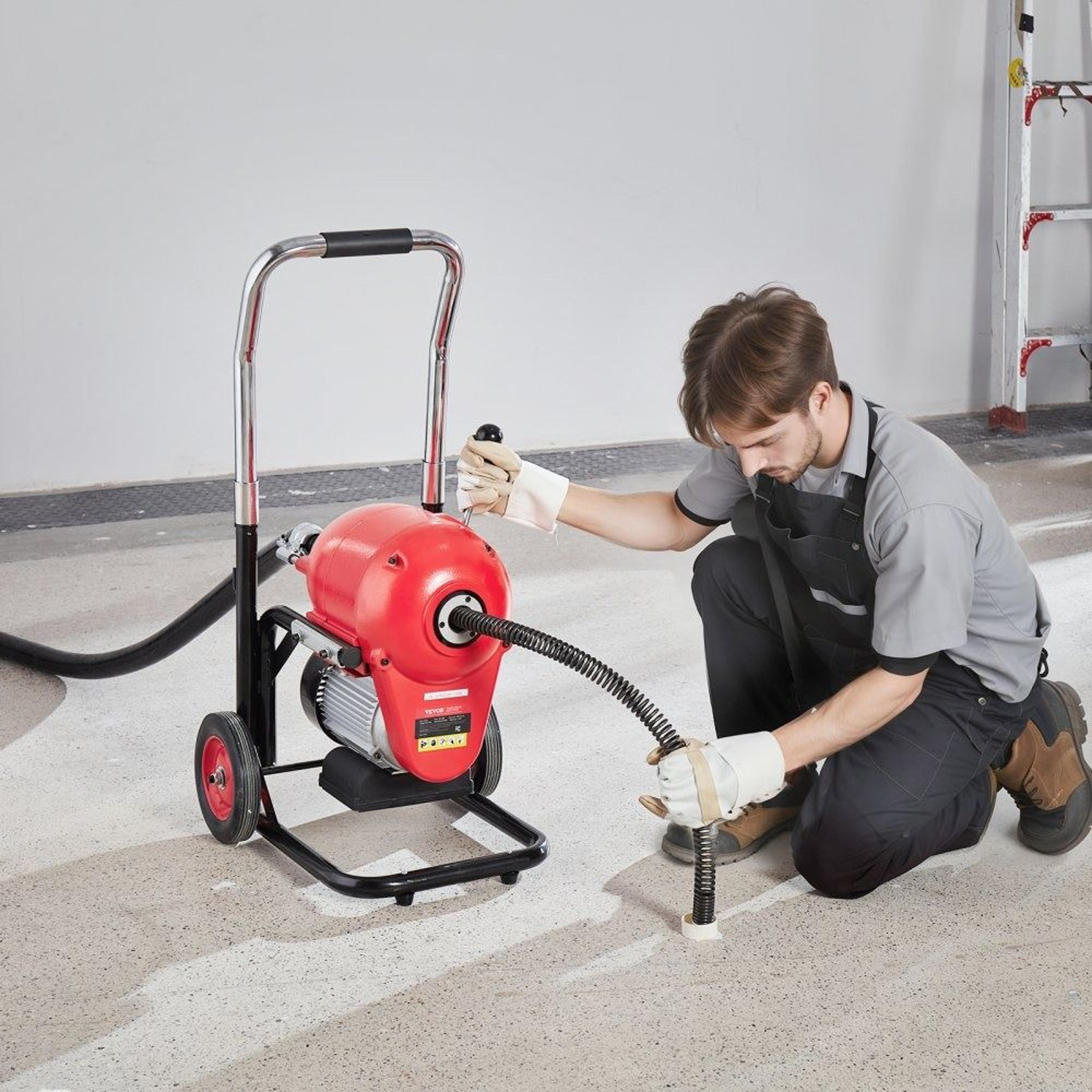 Drain Cleaner Machine 120FT Electric Sewer Snake Auger With 1100W Motor And 6 Cutters 6
