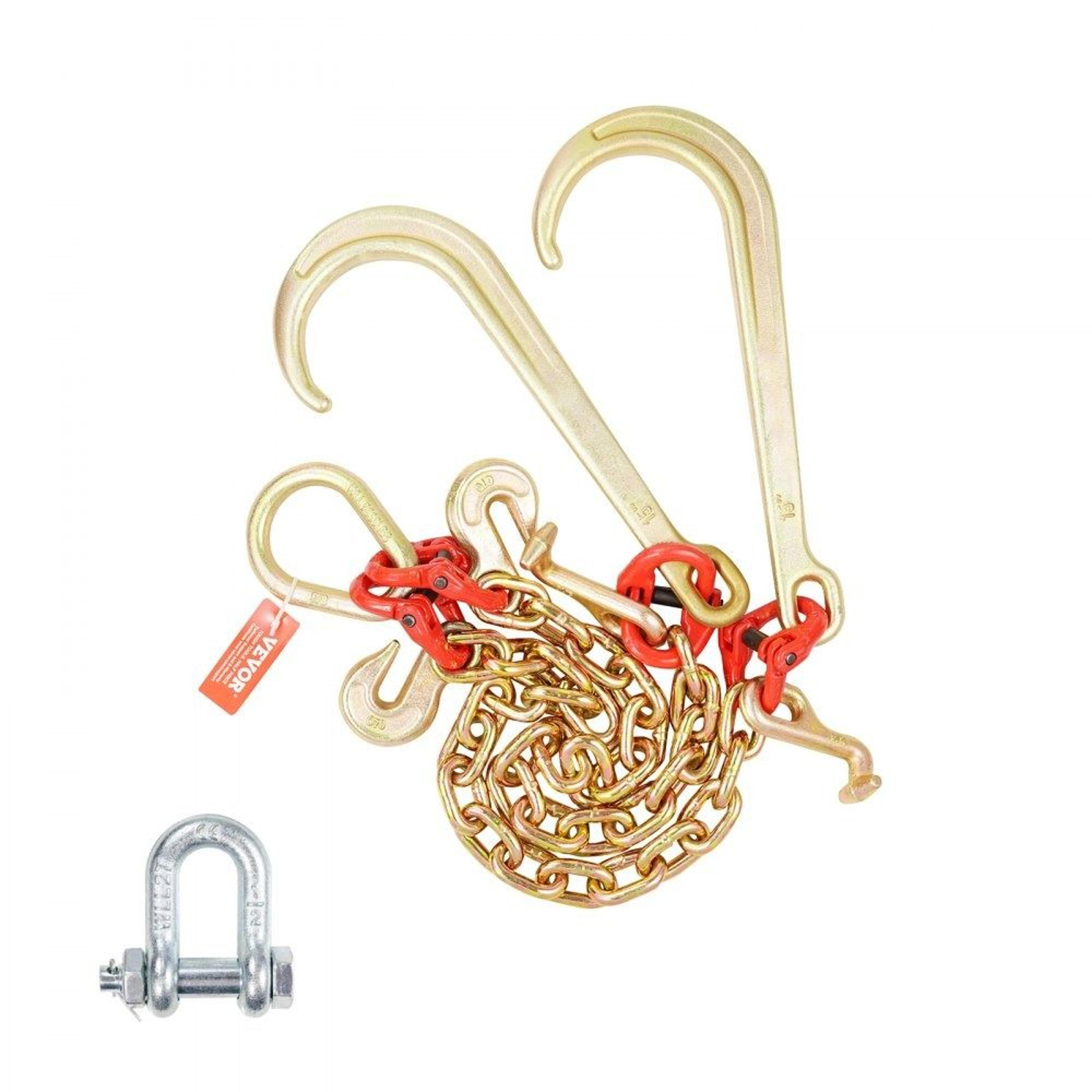 g80 v bridle chain 3/8 in x 2 ft tow chain bridle with j hooks t hooks and grab hooks