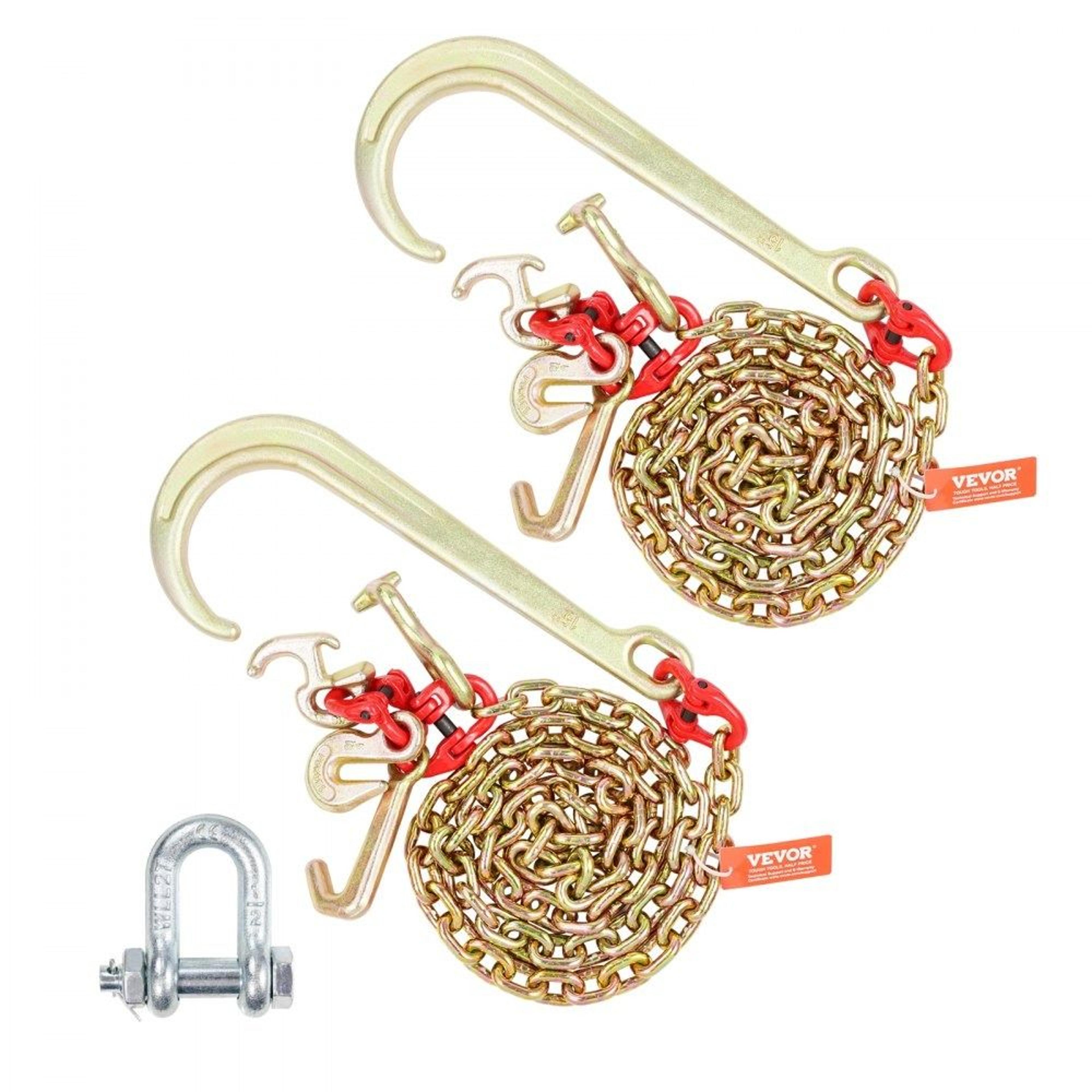 g80 j hook tow chain 5/16 in x 6 ft heavy duty recovery chain with grab hook and j hooks