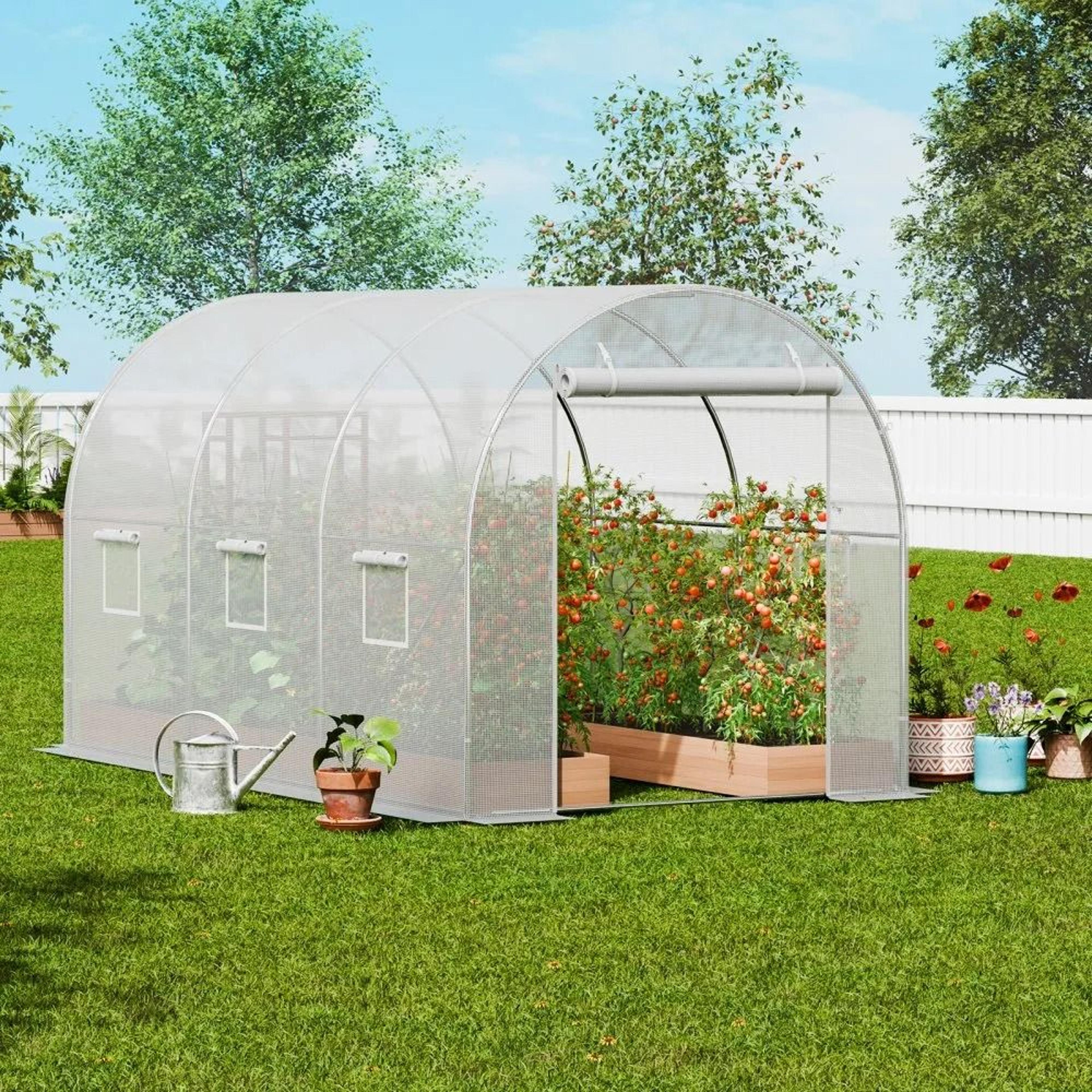 Walk In Tunnel Greenhouse 96x64x62 Ft Galvanized Frame Hoop House With PE Cover 6