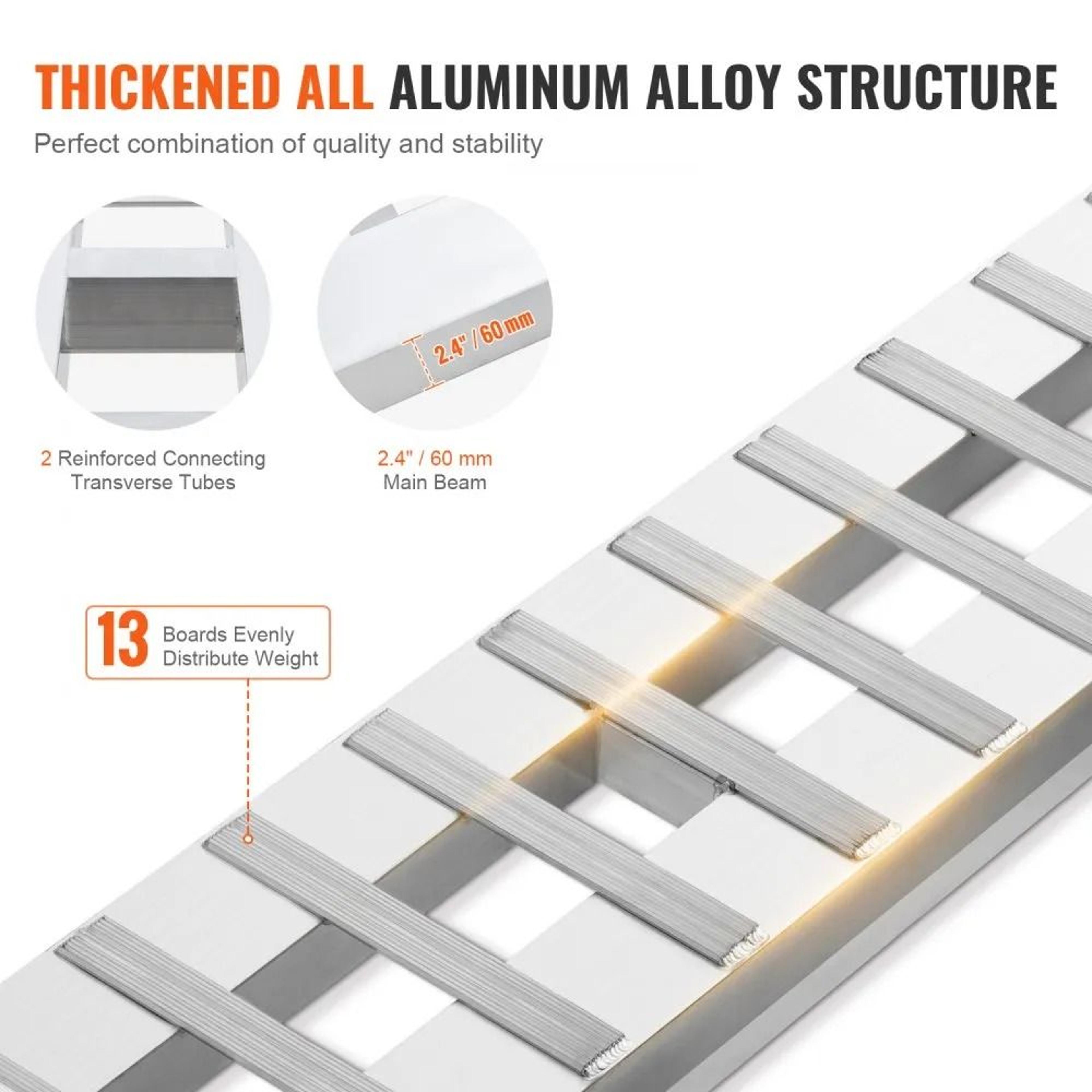 72 In Aluminum Loading Ramps 6000 Lbs Capacity Heavy Duty Trailer Ramp Set 6