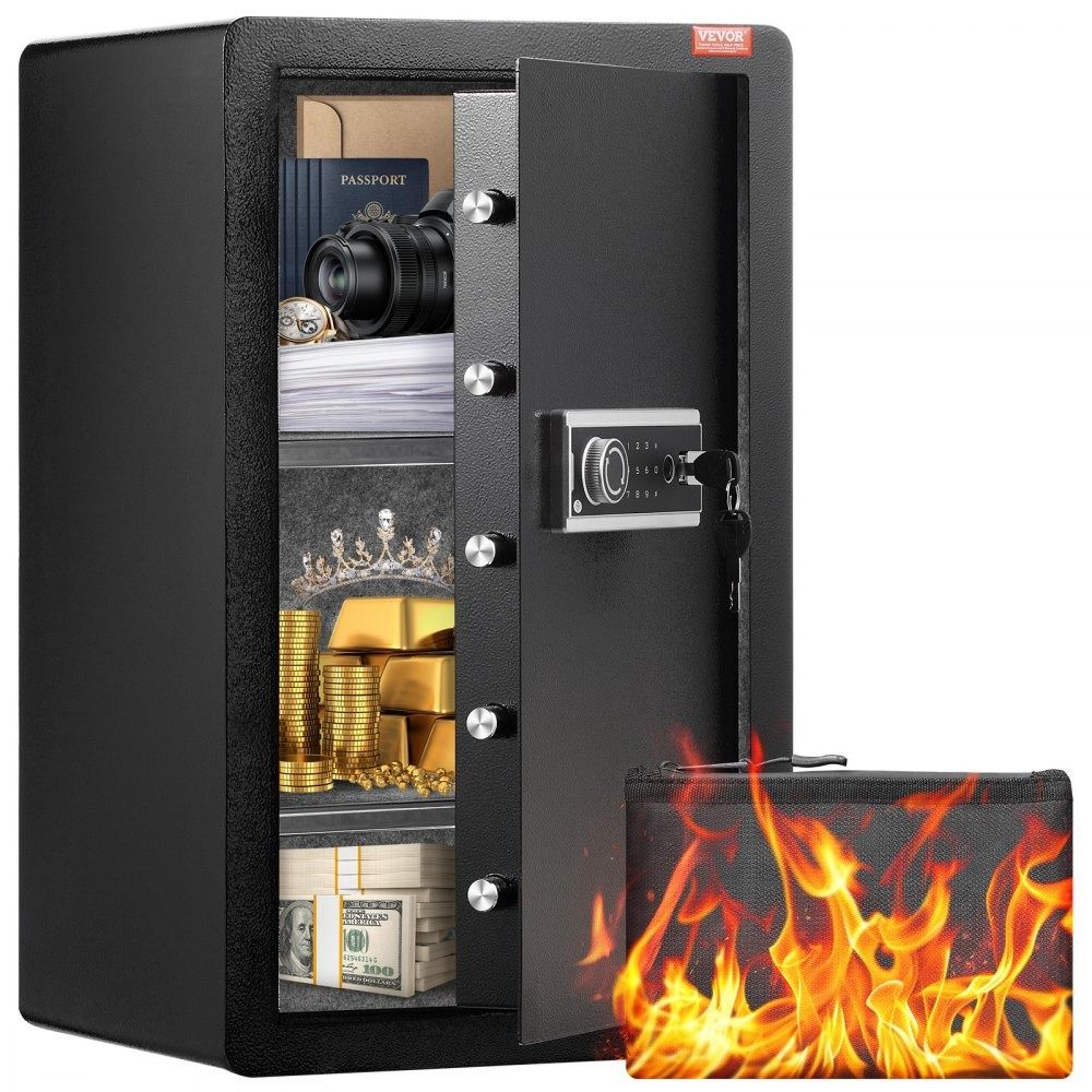 4.0 cu ft safe box with fingerprint key lock and digital password security for valuables