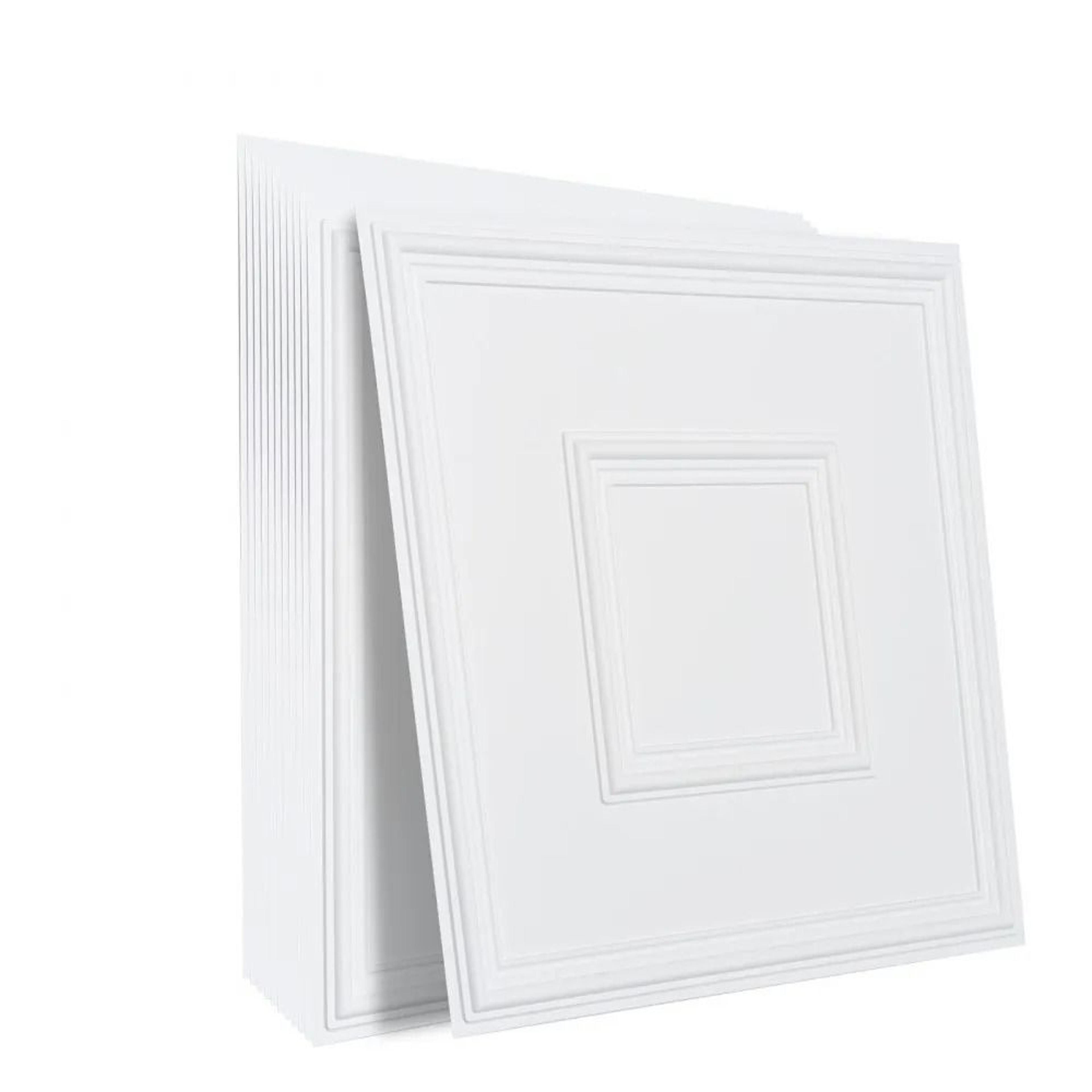 24 X 24 Inch PVC Drop Ceiling Tiles White Geometric 12 Pack 7