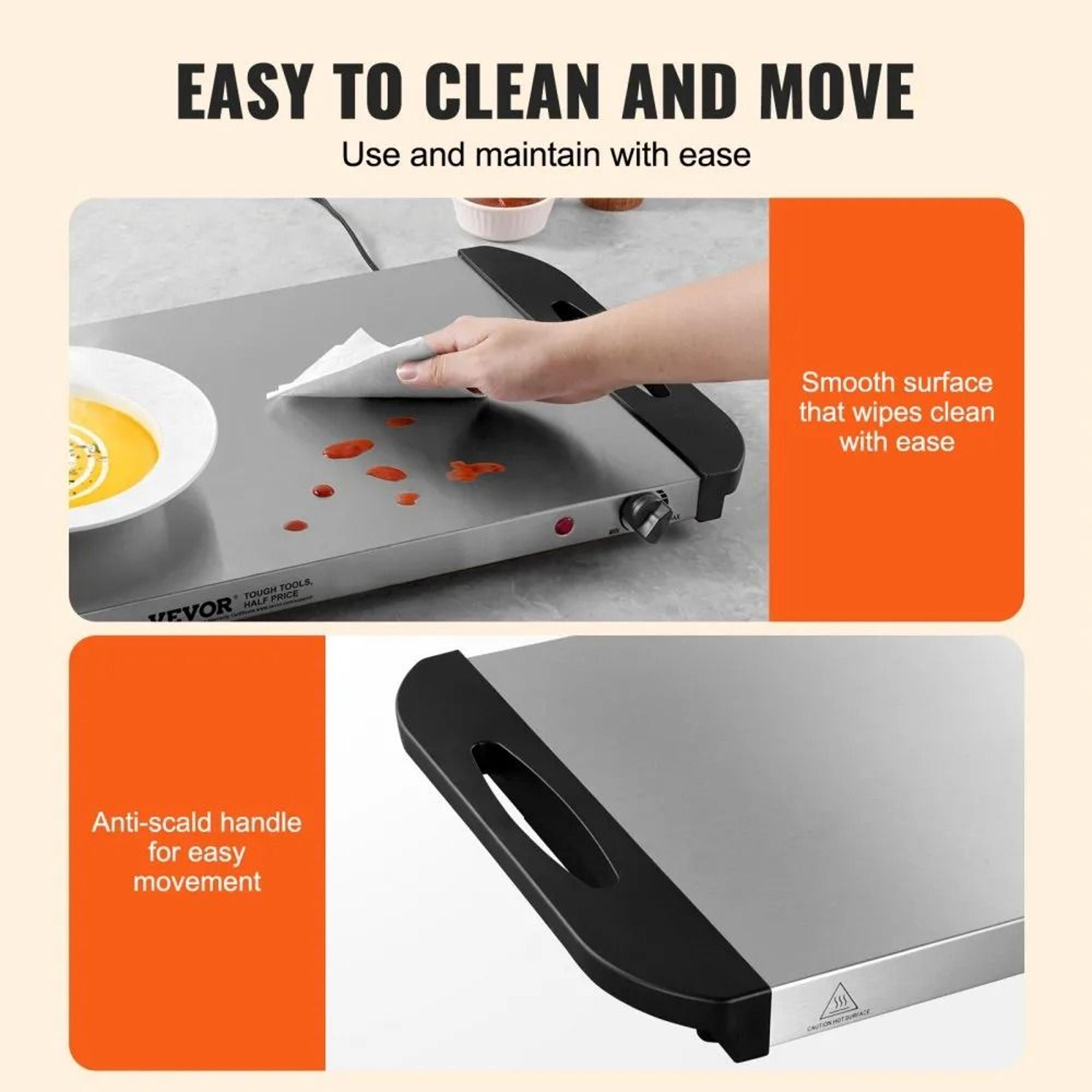 Electric Warming Tray With Adjustable Temperature Control And Stainless Steel Surface 5