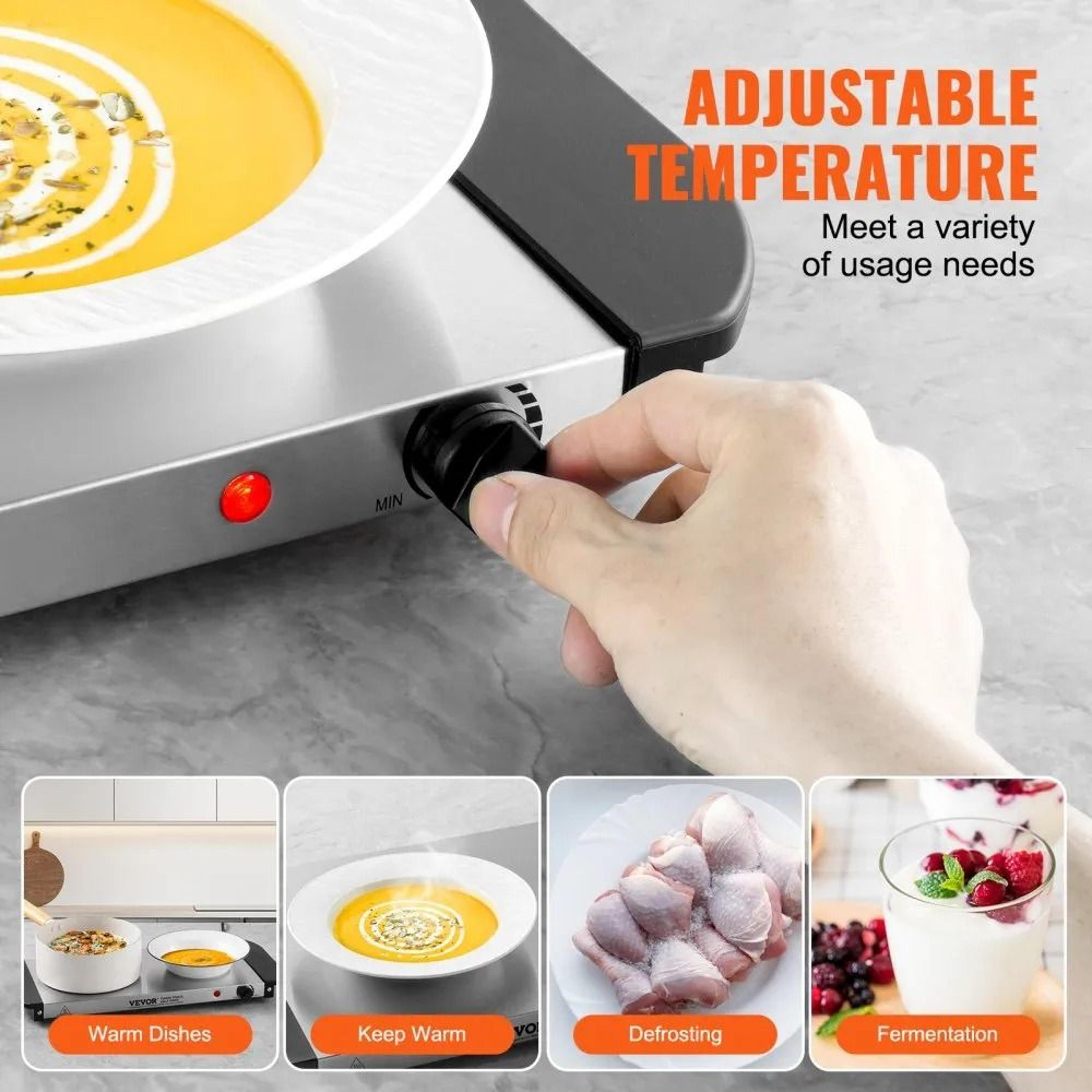 Portable Electric Warming Tray With Adjustable Temperature Control And Stainless Steel Surface 4