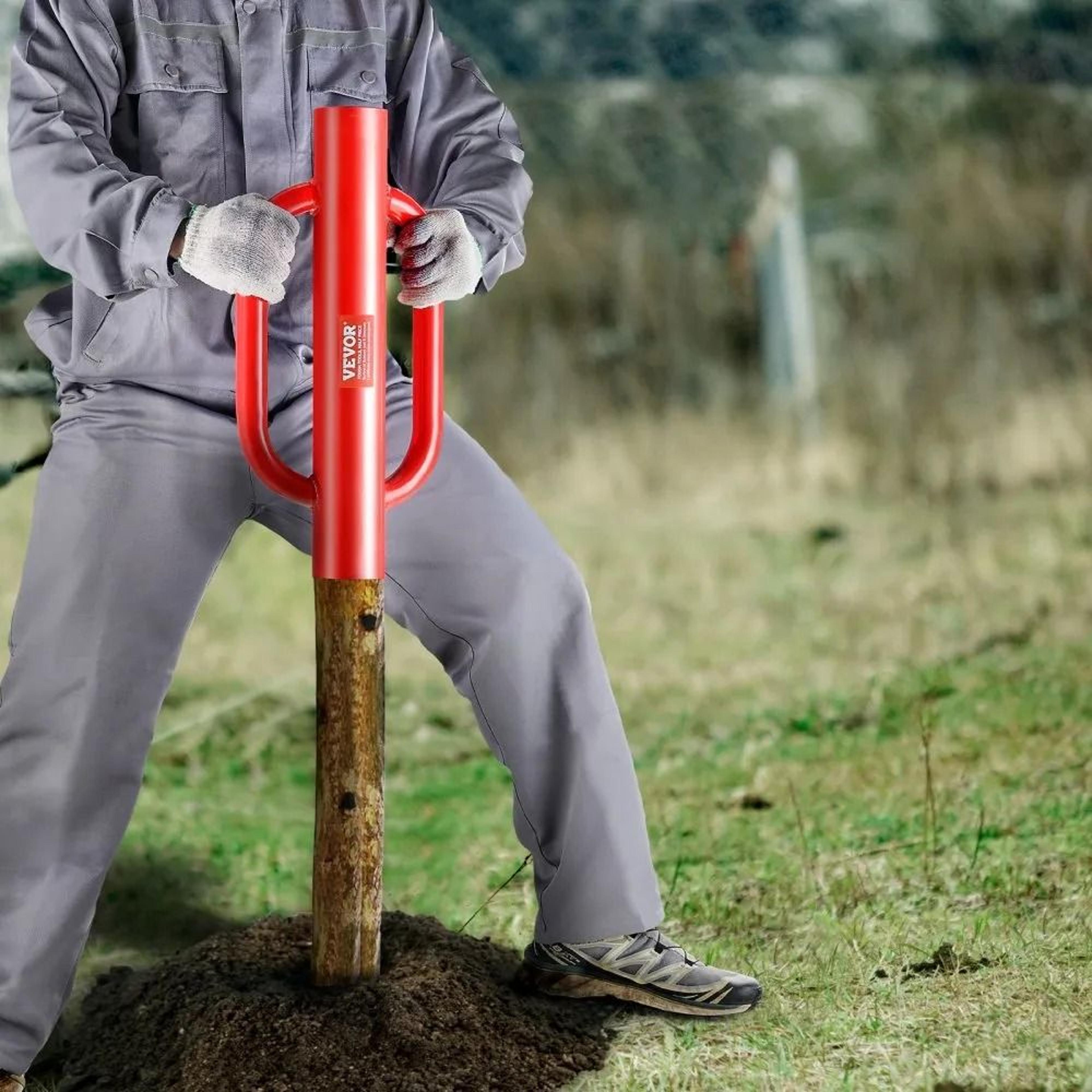 Heavy Duty Fence Post Driver With Handles 22 Lb Steel Post Pounder 4 In Inner Diameter 6