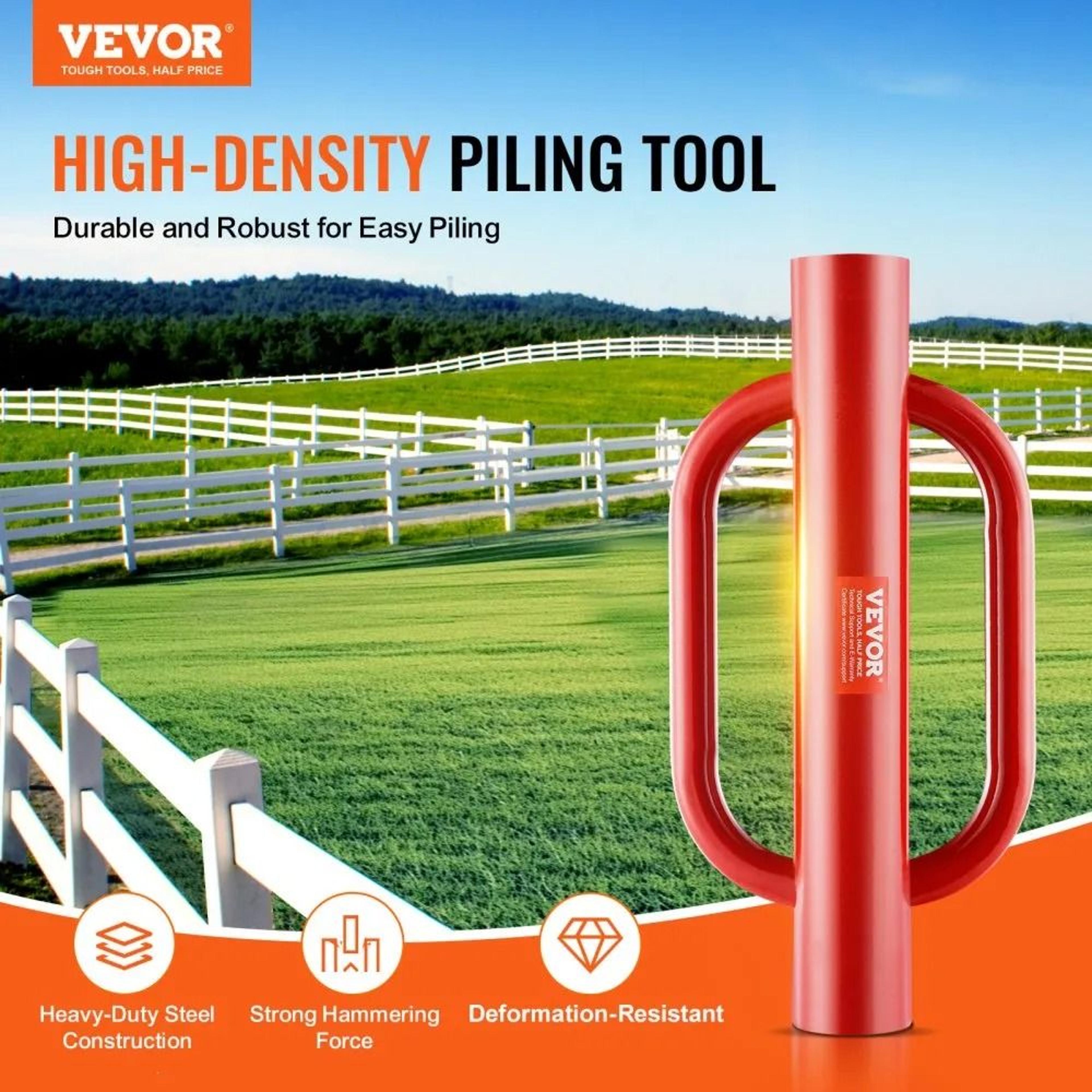 Heavy Duty Fence Post Driver With Handles 22 Lb Steel Post Pounder 4 In Inner Diameter 1