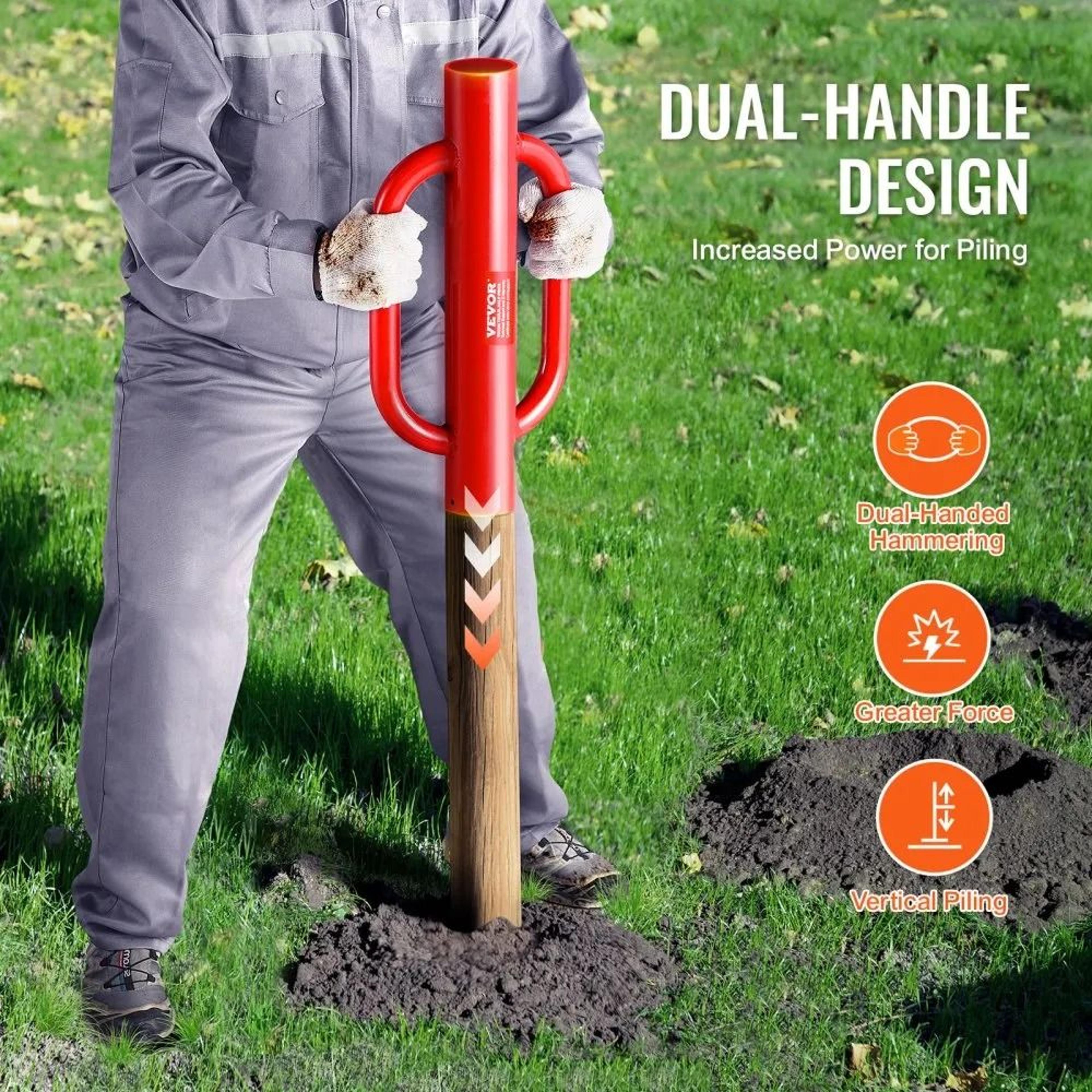 Heavy Duty Fence Post Driver With Handles 22 Lb Steel Post Pounder 4 In Inner Diameter 4