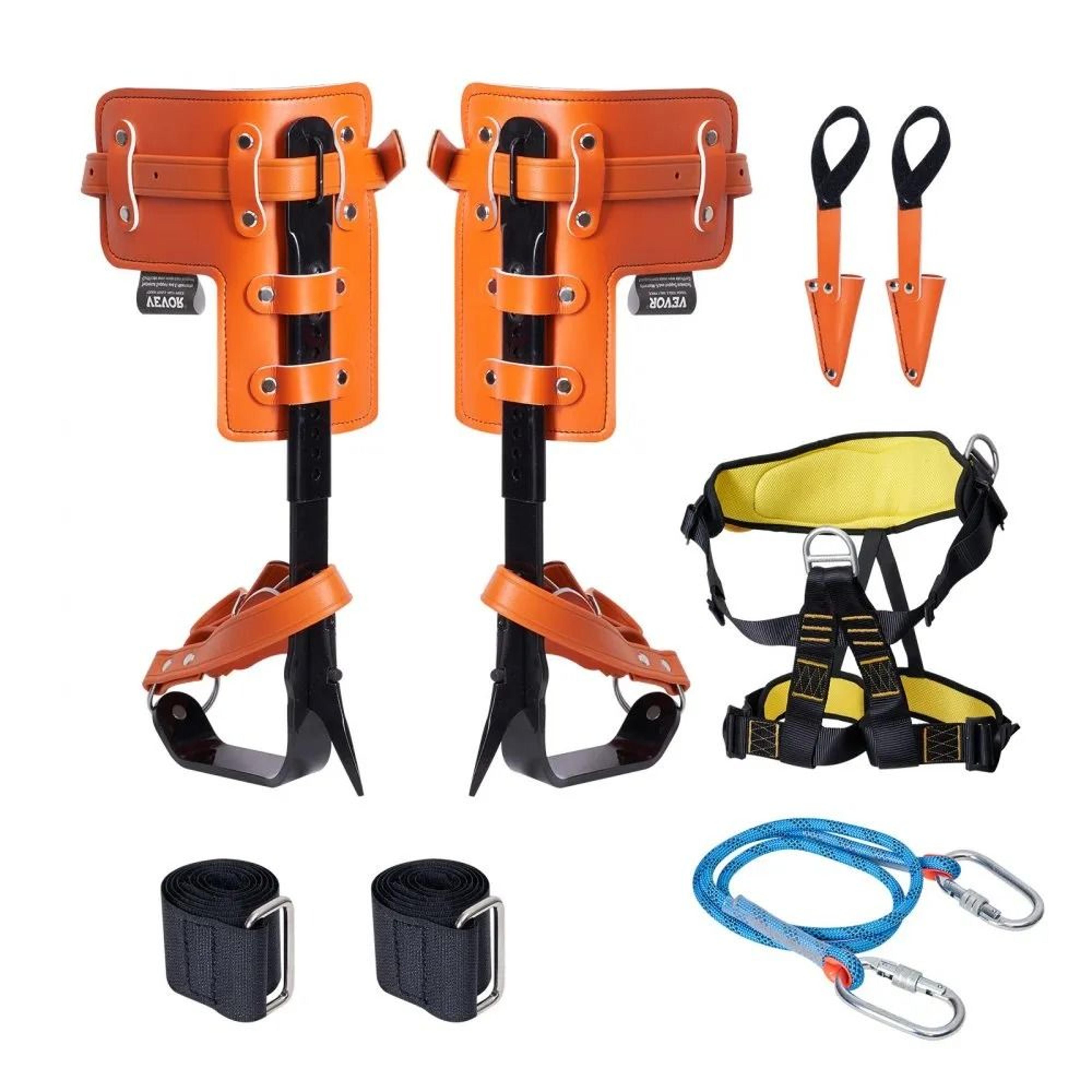 tree climbing spikes set with alloy steel spurs safety rope harness 350 lb capacity