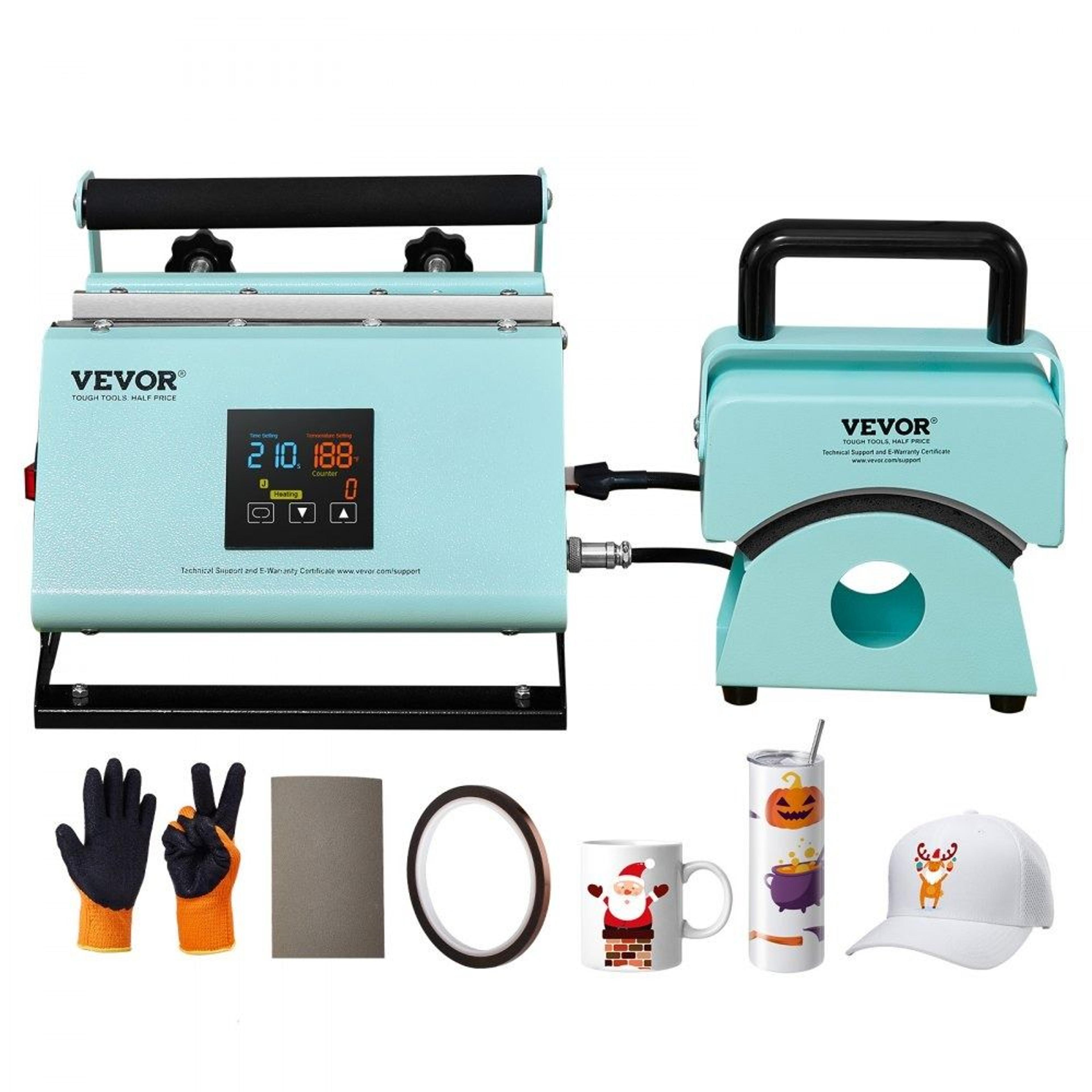 2 in 1 tumbler and hat heat press machine for sublimation mugs and caps