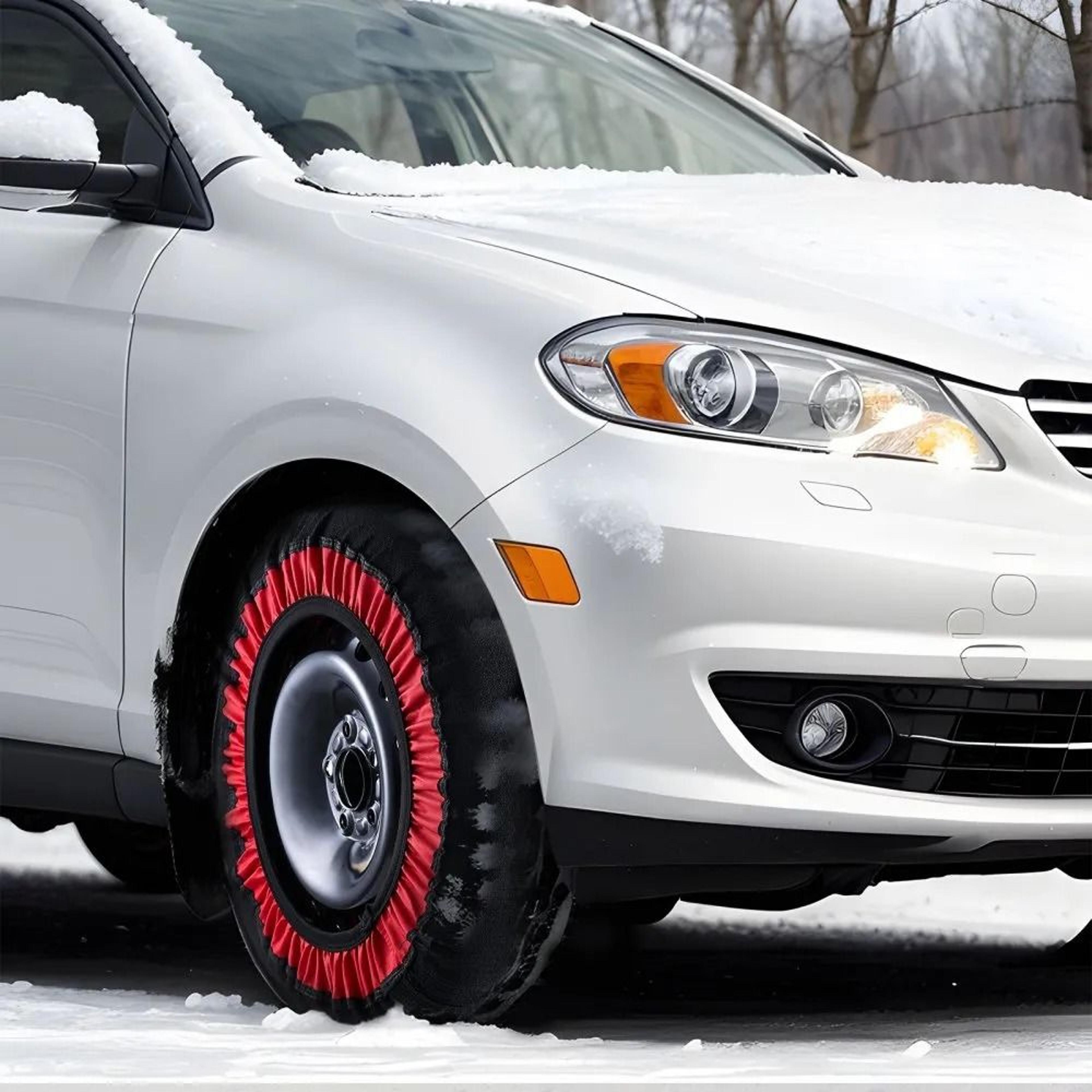 Thickened Snow Tire Socks Polyester Traction Covers With Elastic Straps Extra Large Pack Of 2 5