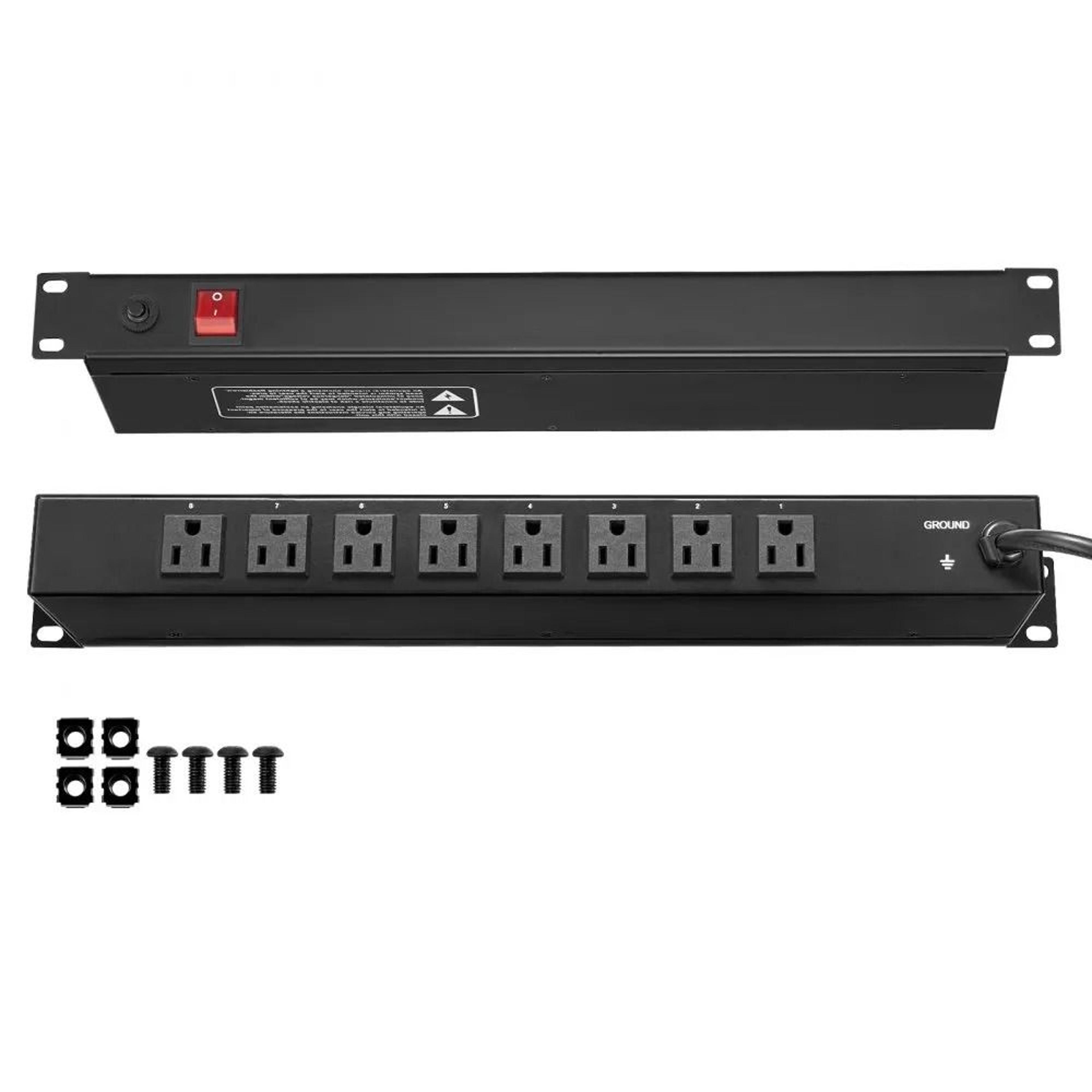 1u rack mount power strip with 8 outlets 15a surge protection for 19 inch server racks