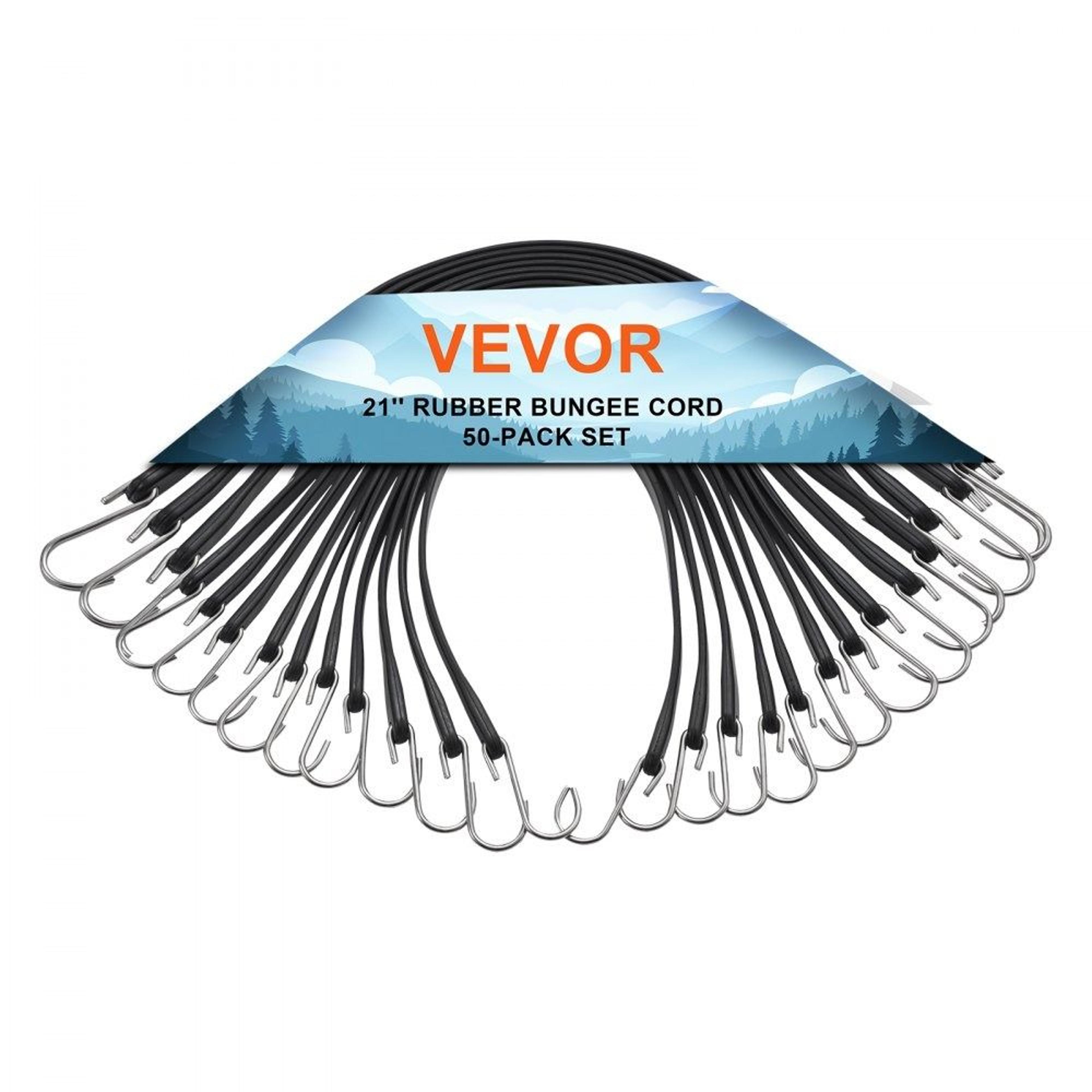 50 piece flat bungee cord heavy duty 21 inch elastic straps with steel s hooks for cargo tarps trucks and tents