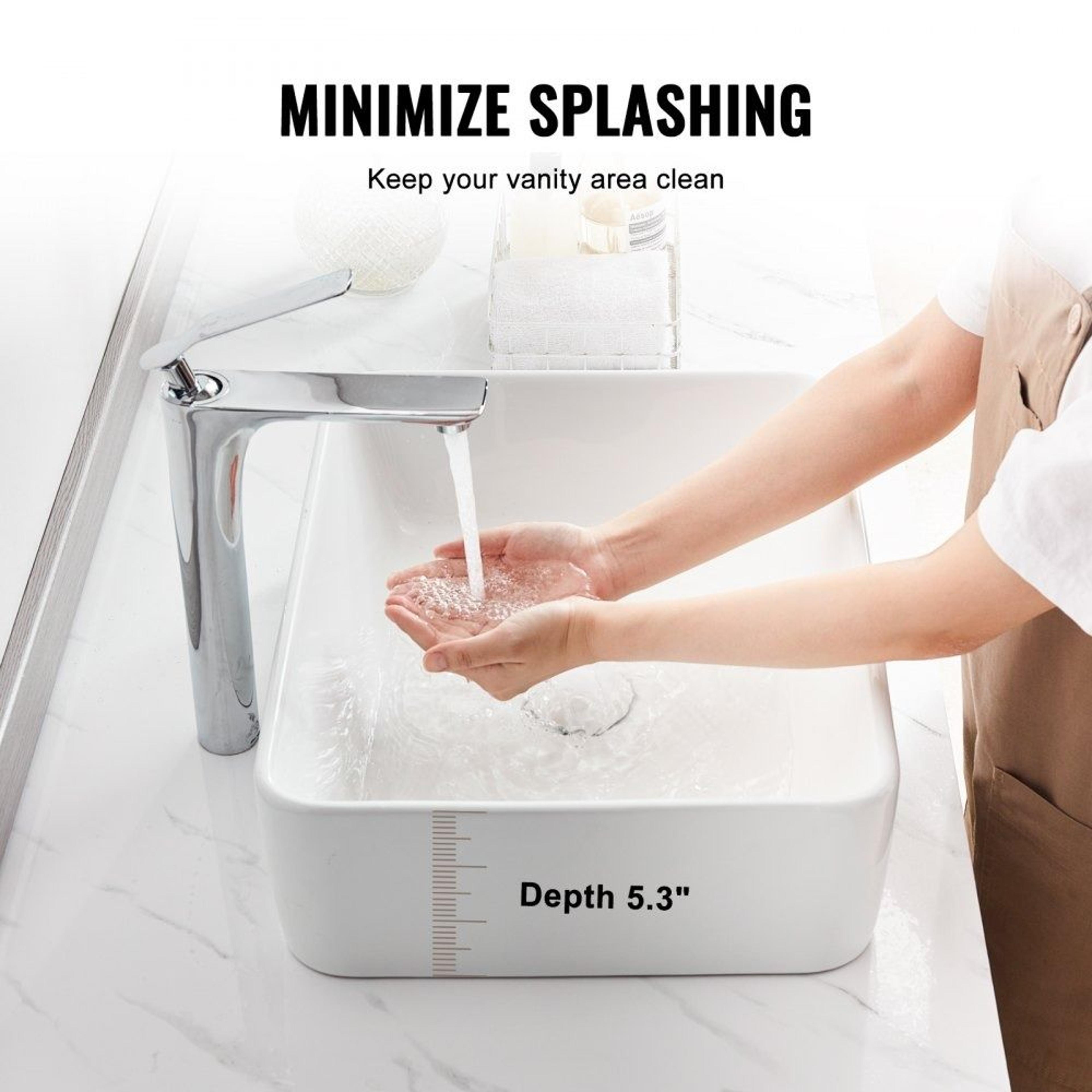 Rectangle Vessel Sink 19 Inch Ceramic Bathroom Sink Countertop White Above Counter Basin 1