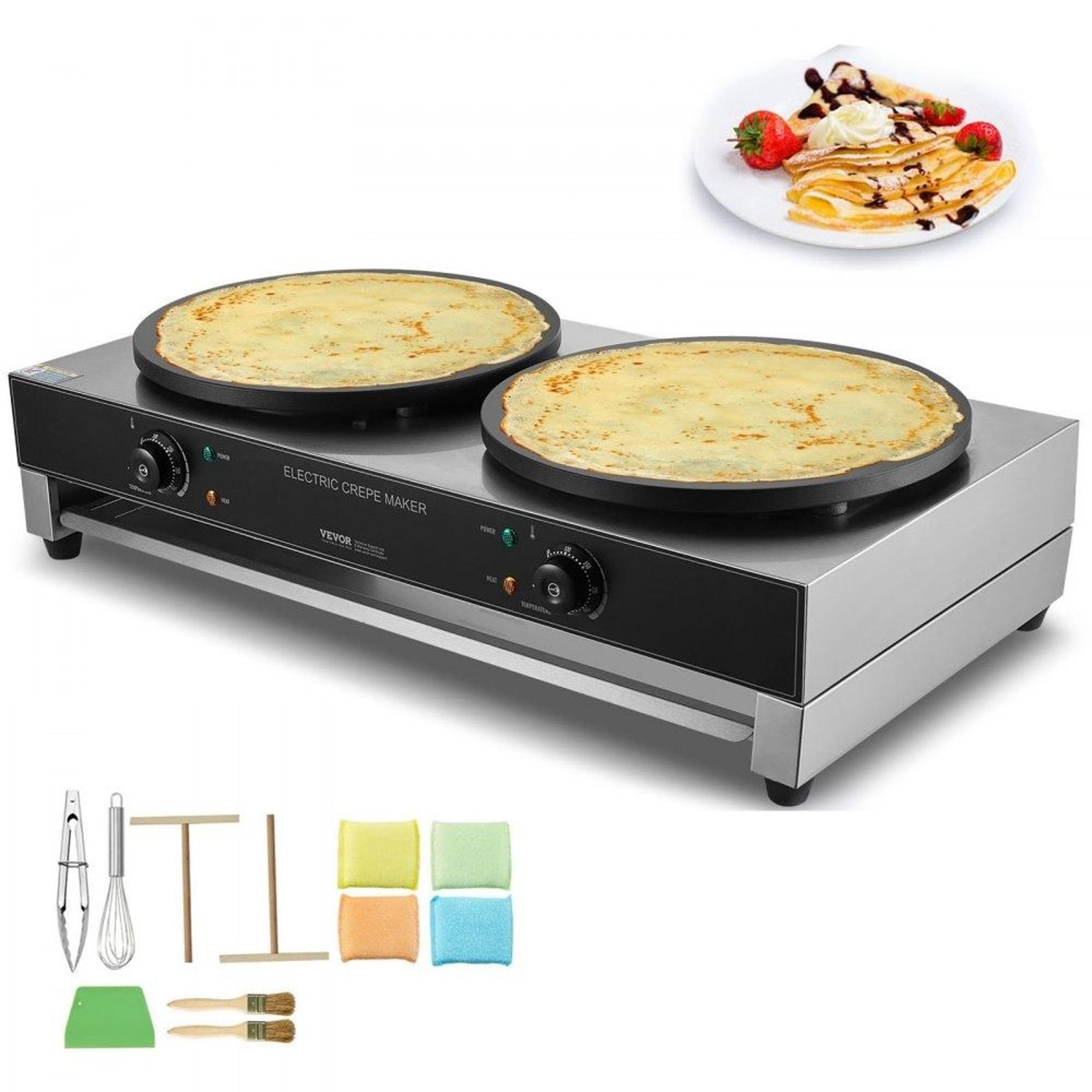 commercial electric crepe maker 16 inch double head nonstick stainless steel crepe griddle