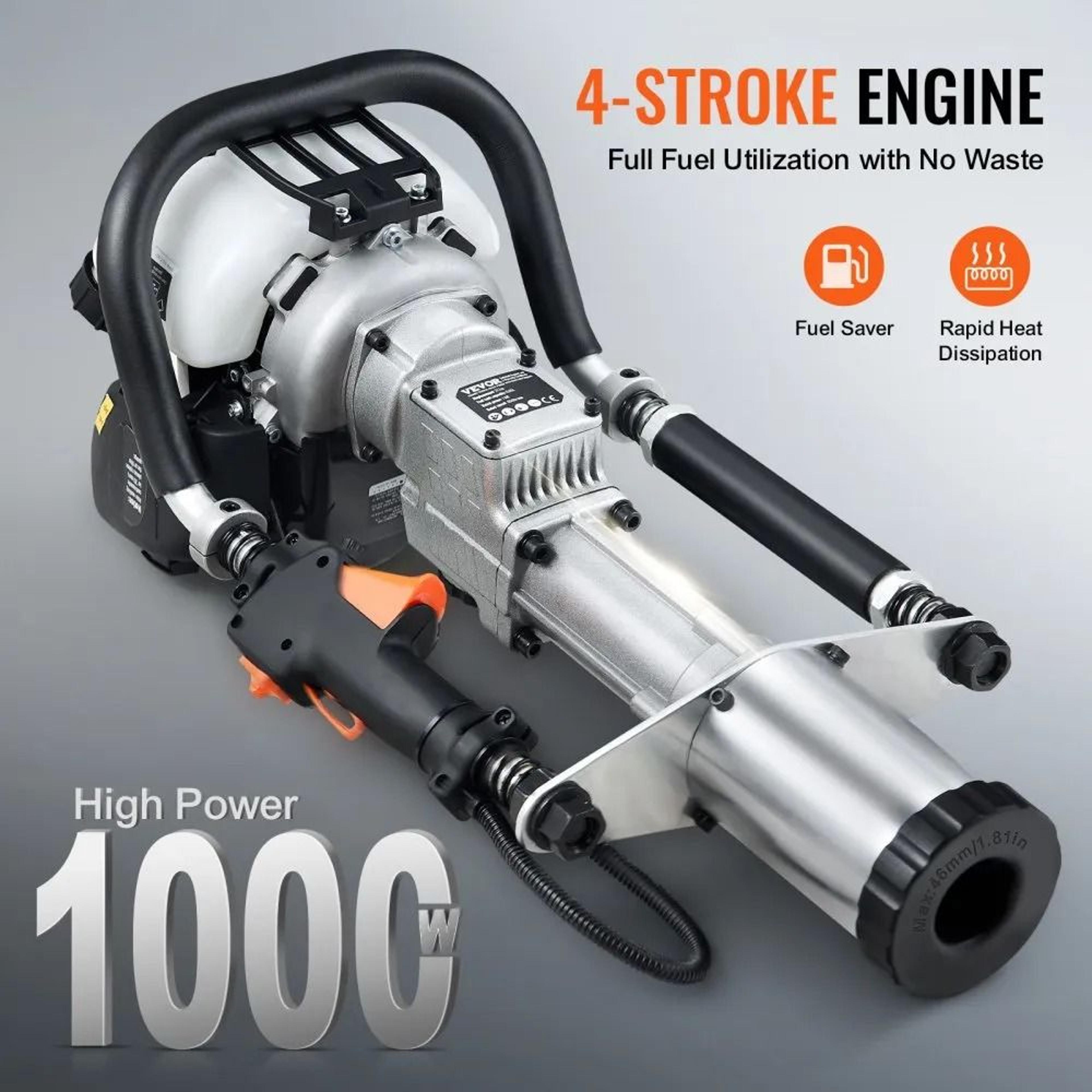 3777cc Gas Powered T Post Driver 4 Stroke Engine Fence Piling Pounder With 3 Driving Sleeves 4