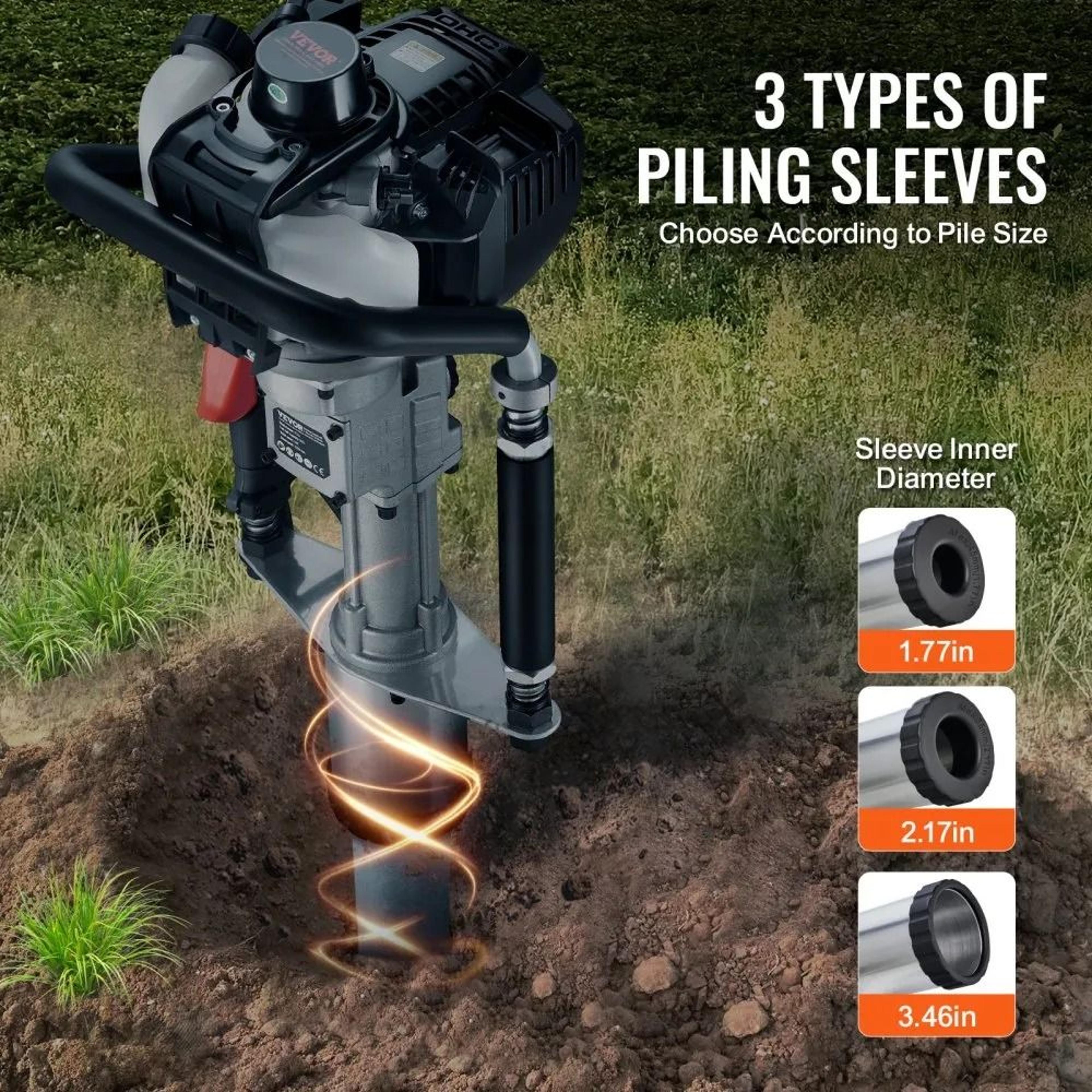 3777cc Gas Powered T Post Driver 4 Stroke Engine Fence Piling Pounder With 3 Driving Sleeves 5
